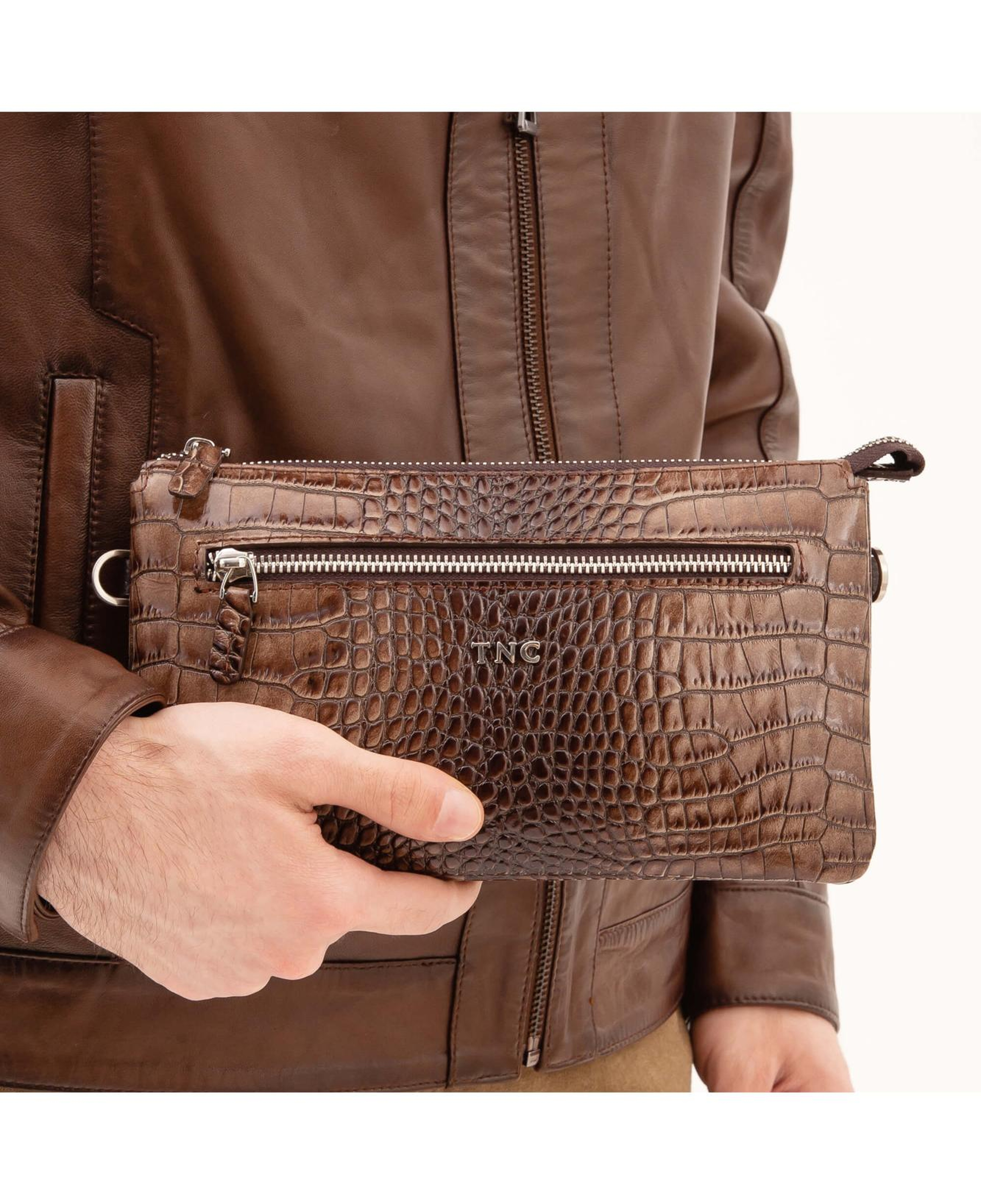 Tamer Tanca Erkek Hakiki Deri Ceviz El Çantası