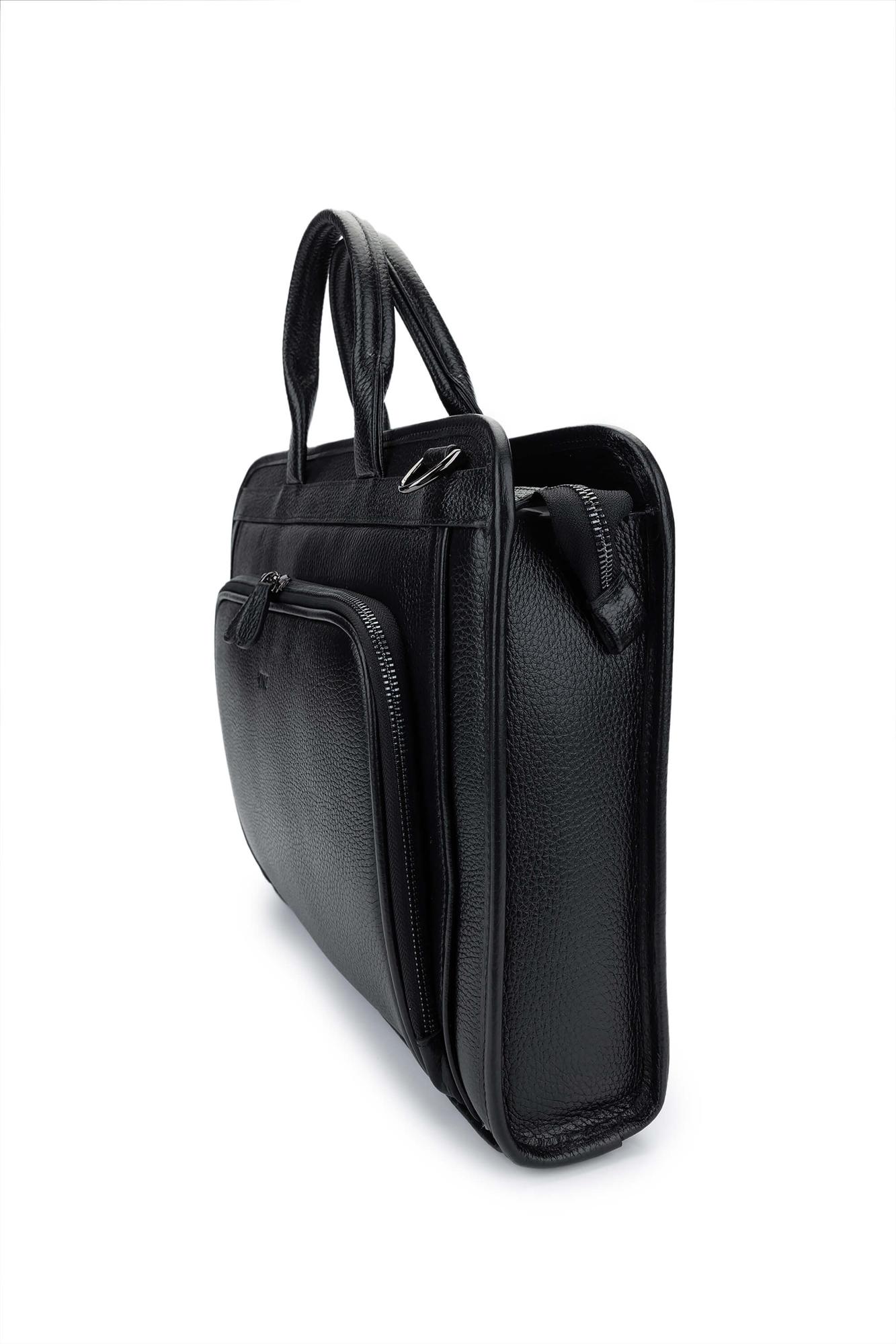 Tamer Tanca Erkek Hakiki Deri Siyah Floter Evrak Çantası