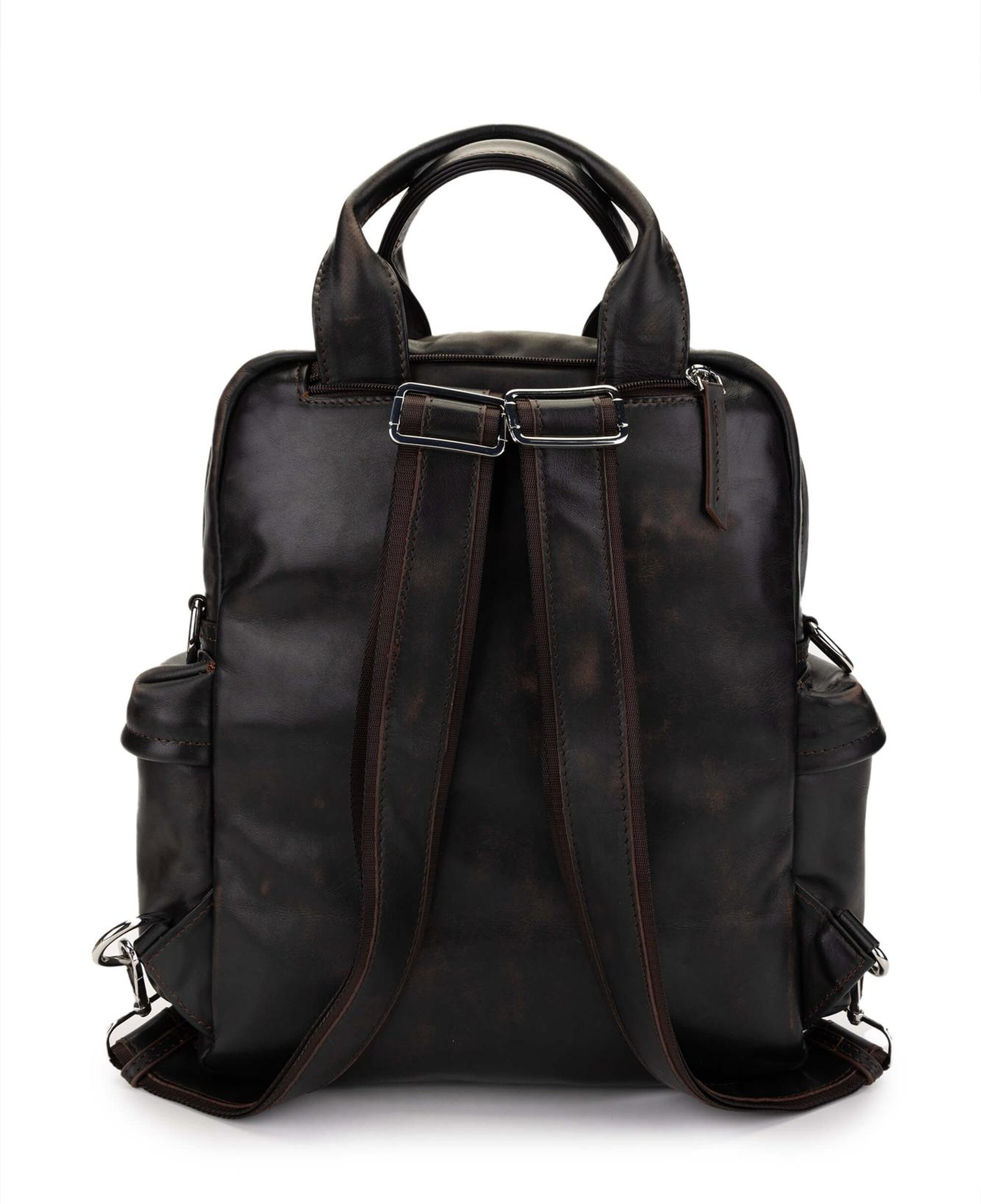 Tamer Tanca Erkek Hakiki Deri Kızıl Eskitme Sırt Çantası