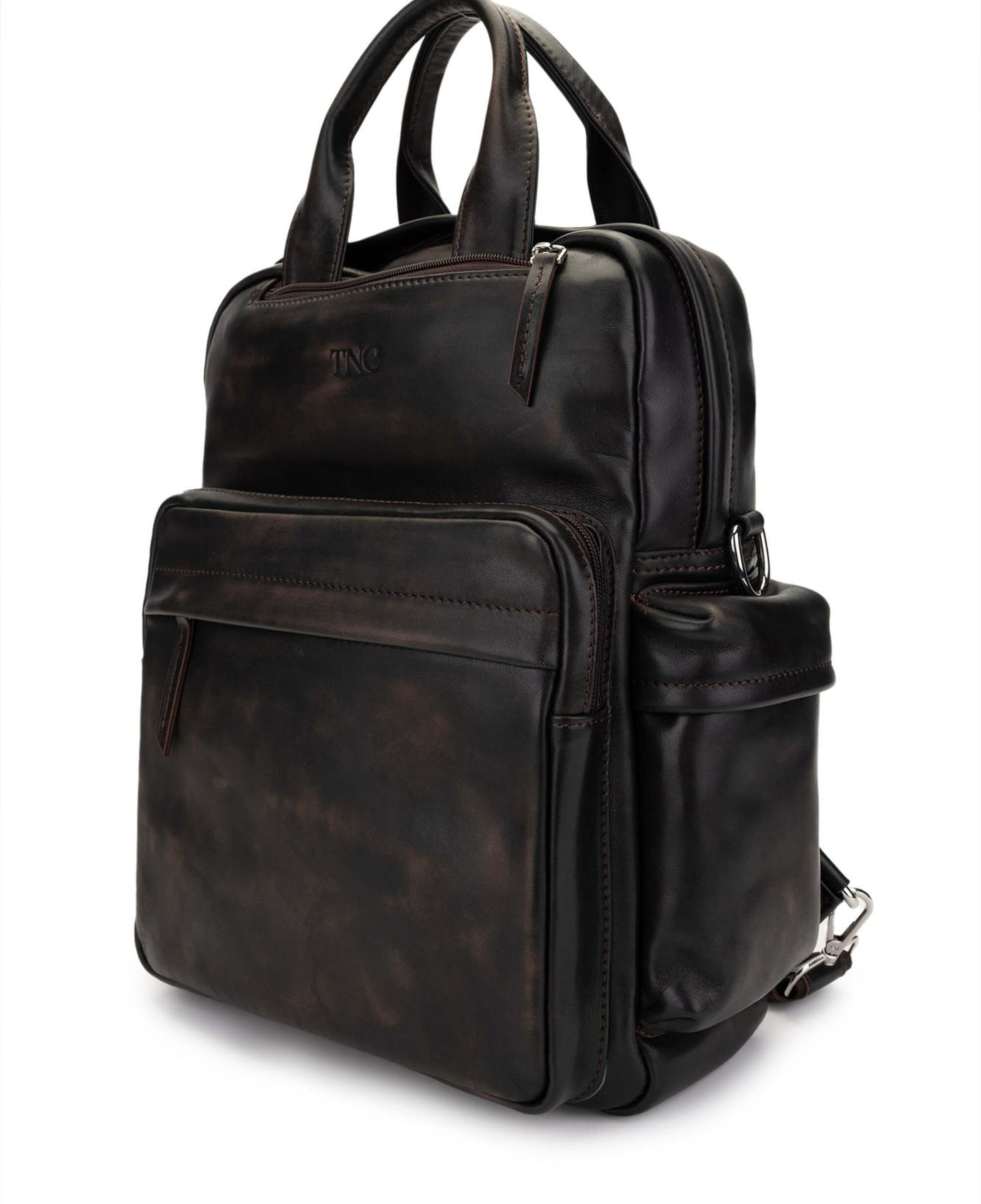 Tamer Tanca Erkek Hakiki Deri Kızıl Eskitme Sırt Çantası