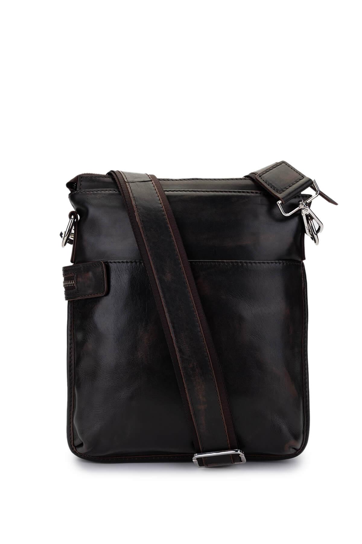 Tamer Tanca Erkek Hakiki Deri Kızıl Eskitme Postacı Çanta