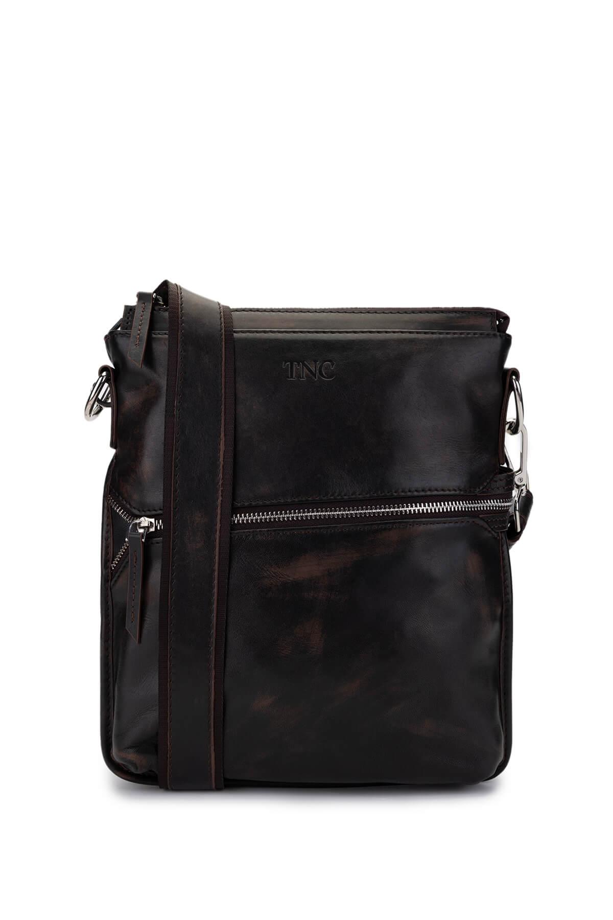 Tamer Tanca Erkek Hakiki Deri Kızıl Eskitme Postacı Çanta