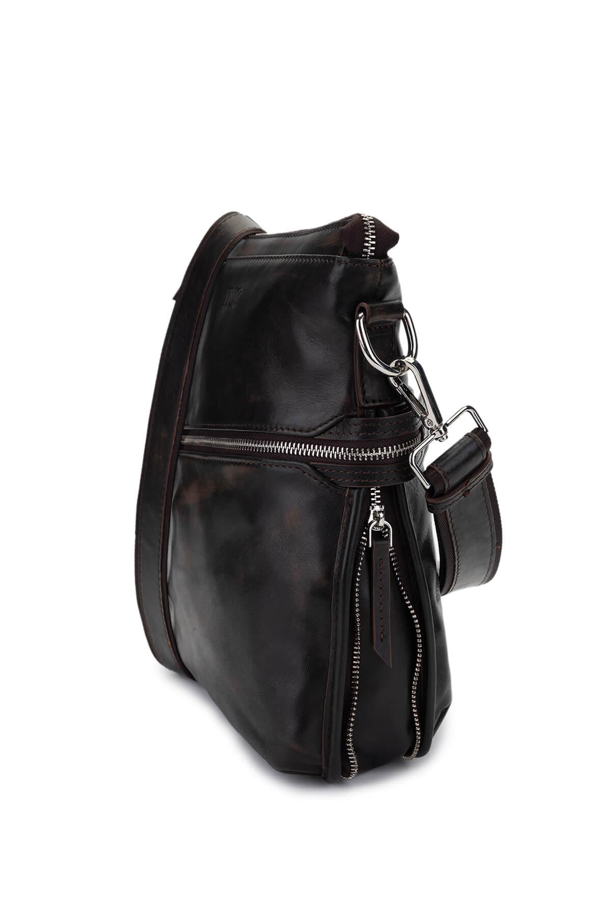 Tamer Tanca Erkek Hakiki Deri Kızıl Eskitme Postacı Çanta