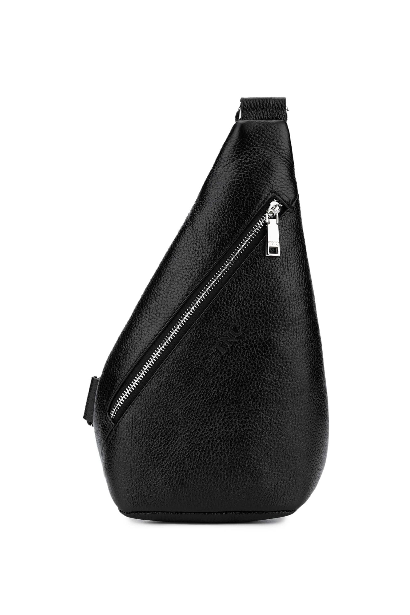 Tamer Tanca Erkek Hakiki Deri Siyah Body Bag Çanta