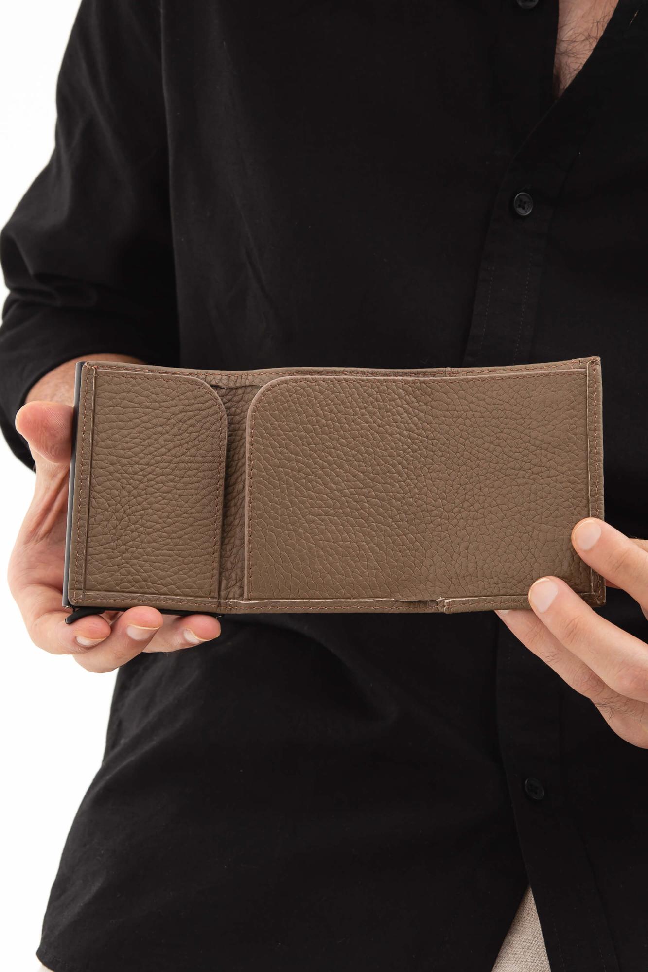 Tamer Tanca Erkek Hakiki Deri Bej Kartlık