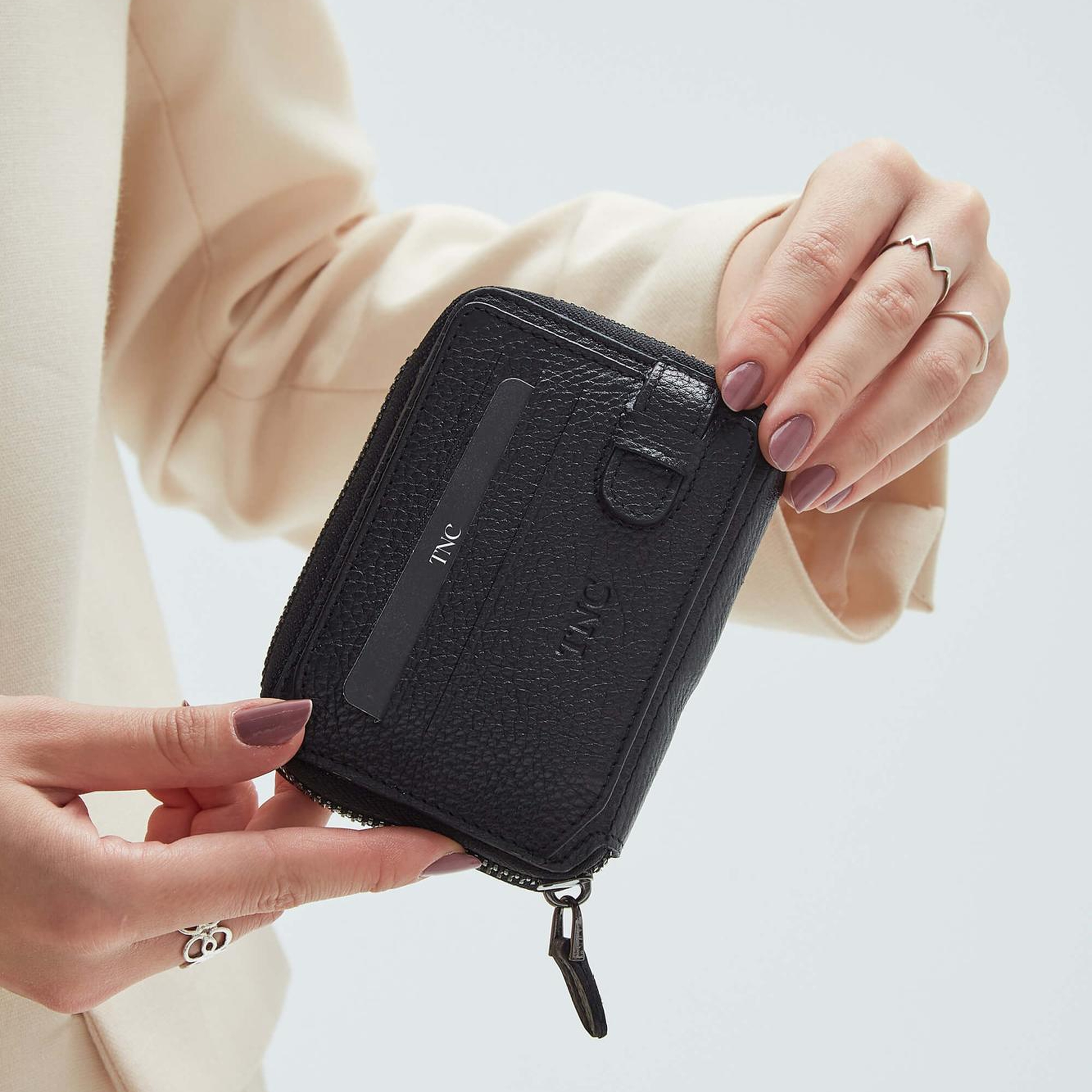 Tamer Tanca Erkek Hakiki Deri Siyah Floter Kartlık