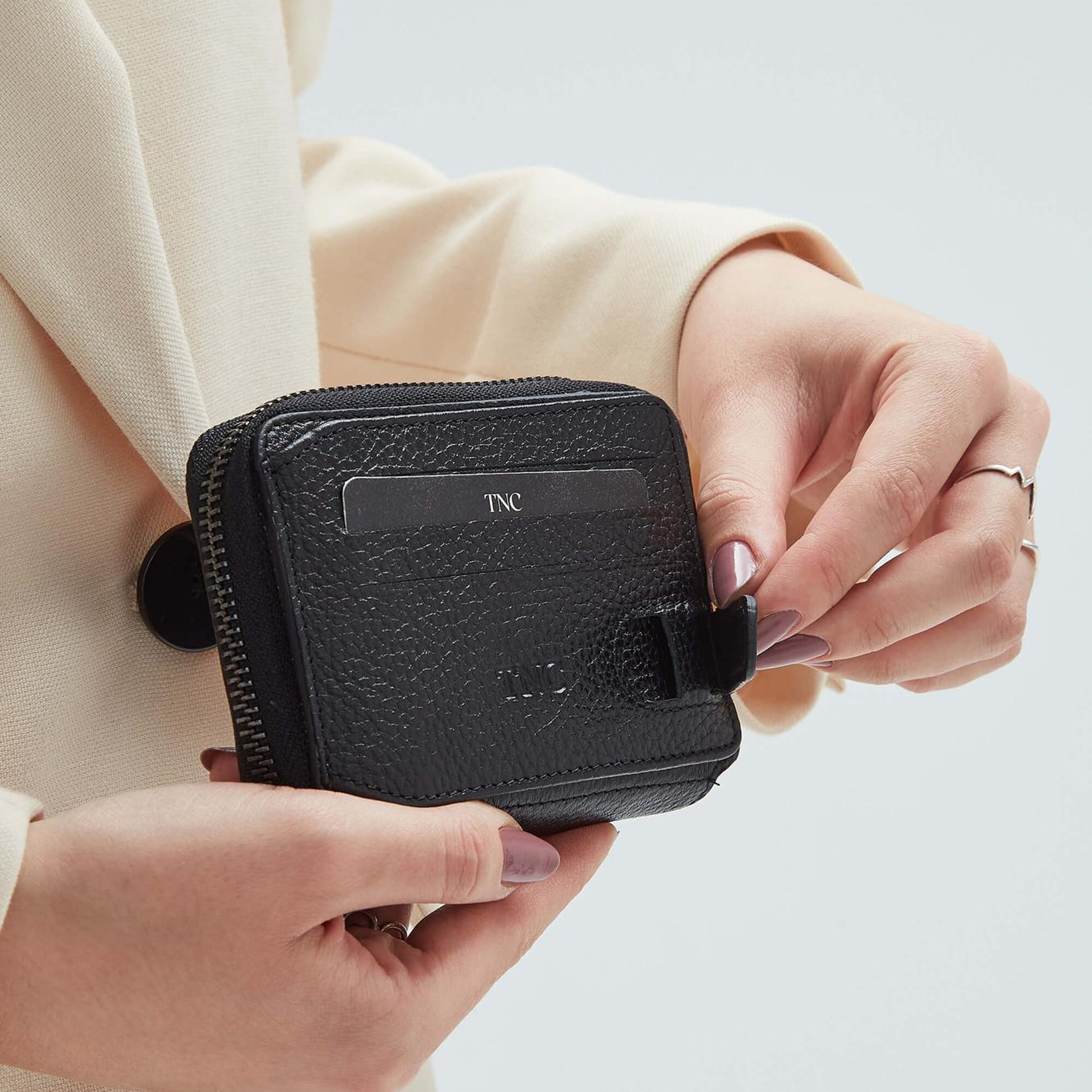 Tamer Tanca Erkek Hakiki Deri Siyah Floter Kartlık