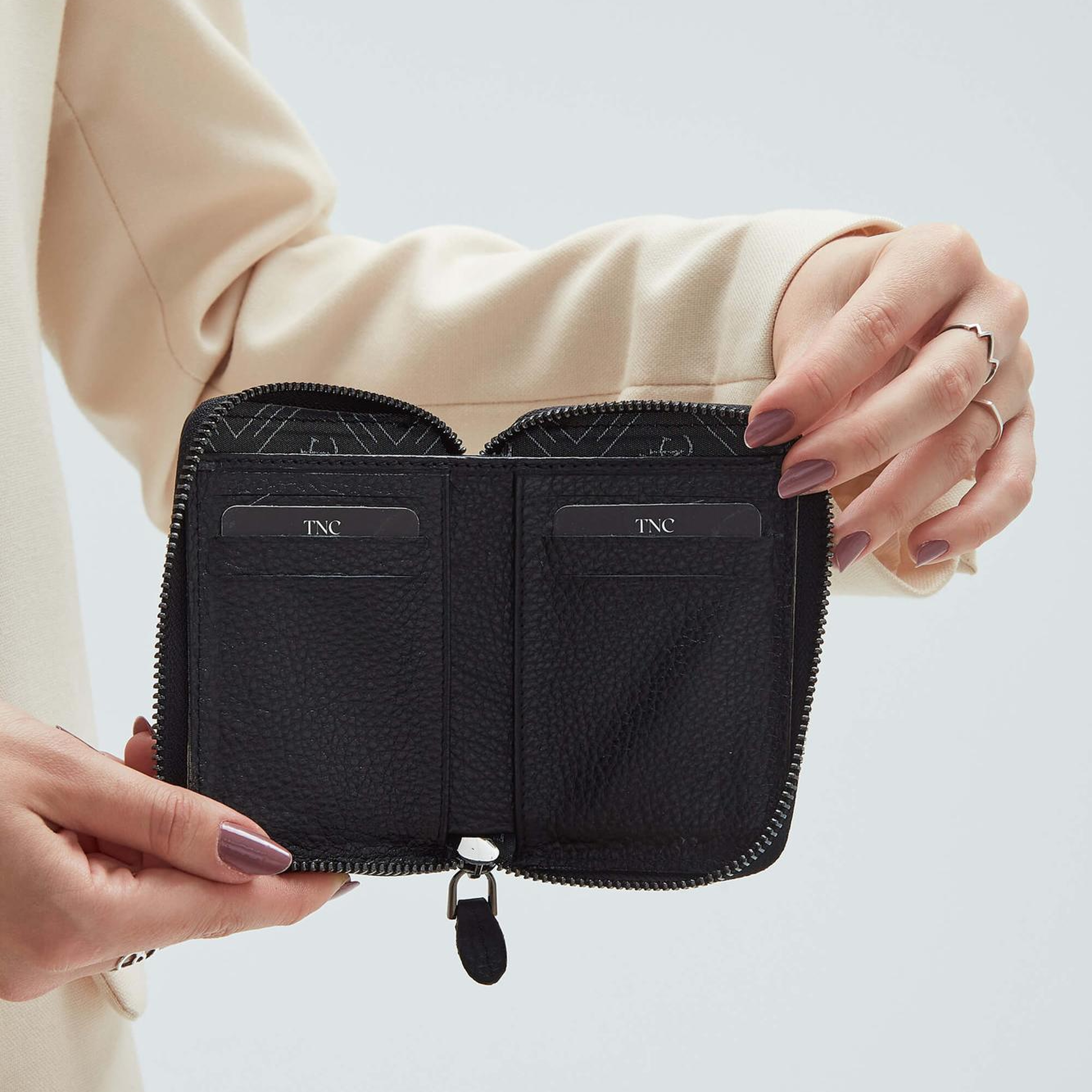 Tamer Tanca Erkek Hakiki Deri Siyah Floter Kartlık