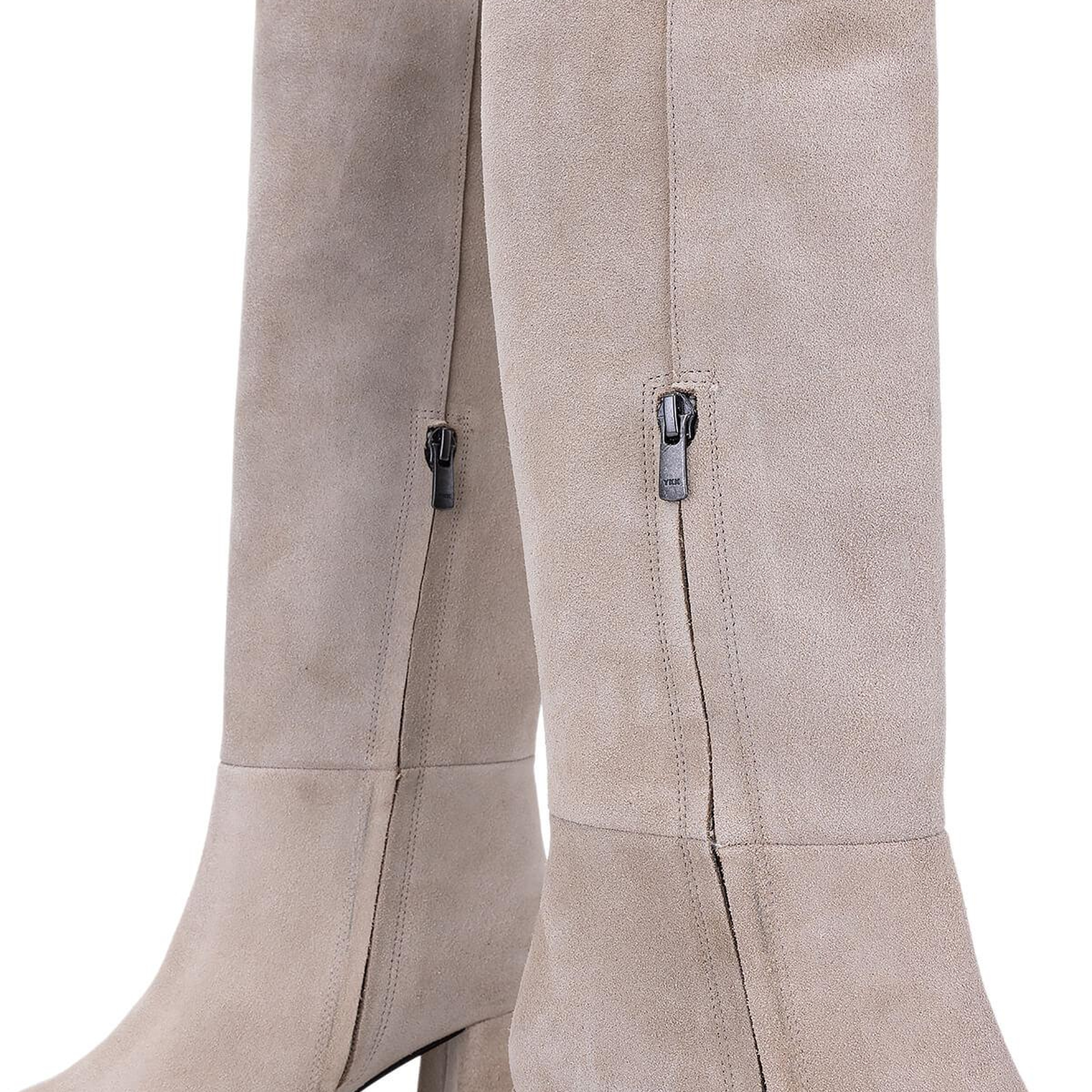 Tamer Tanca Kadın Hakiki Deri Bej Topuklu Çizme