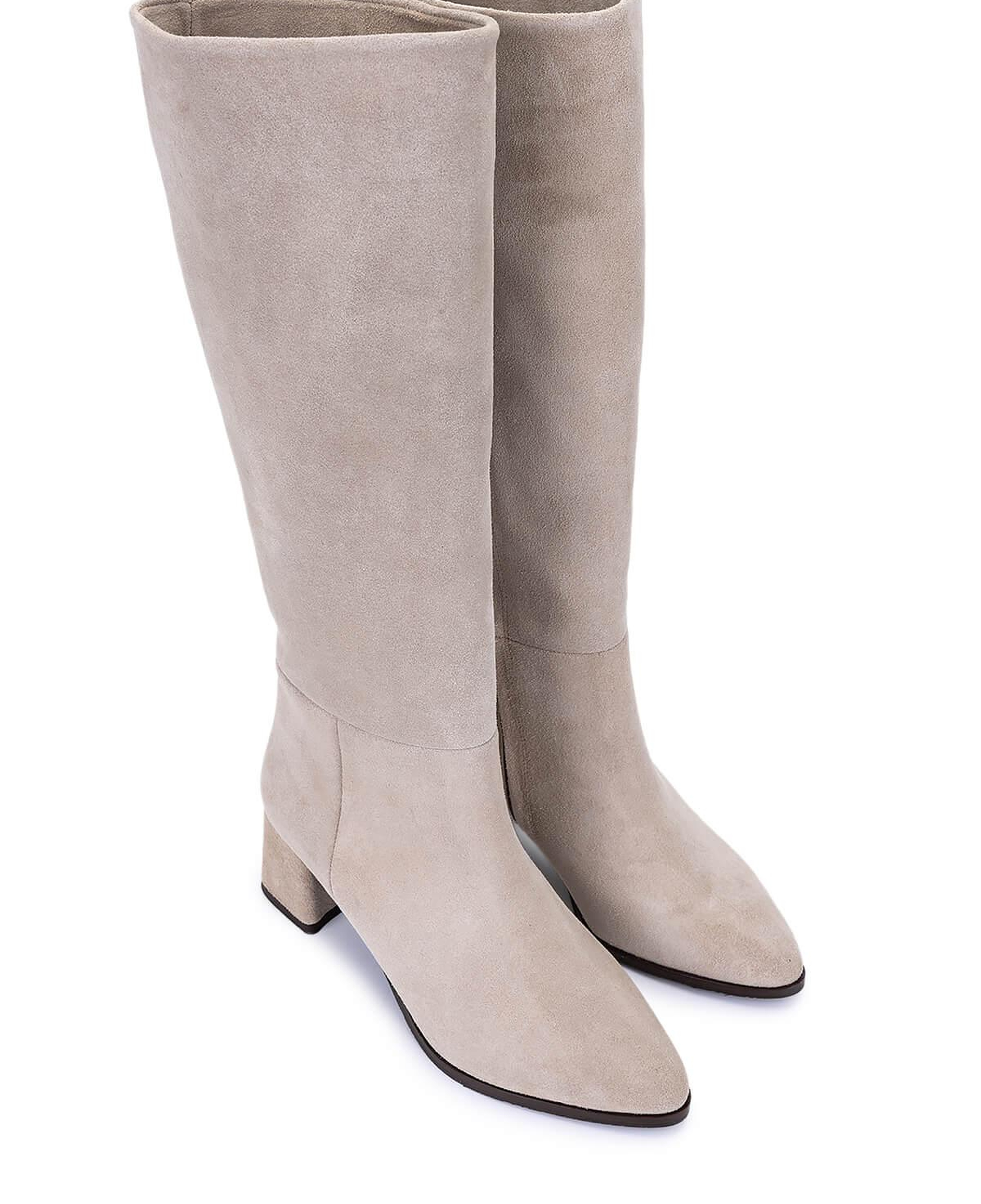 Tamer Tanca Kadın Hakiki Deri Bej Topuklu Çizme