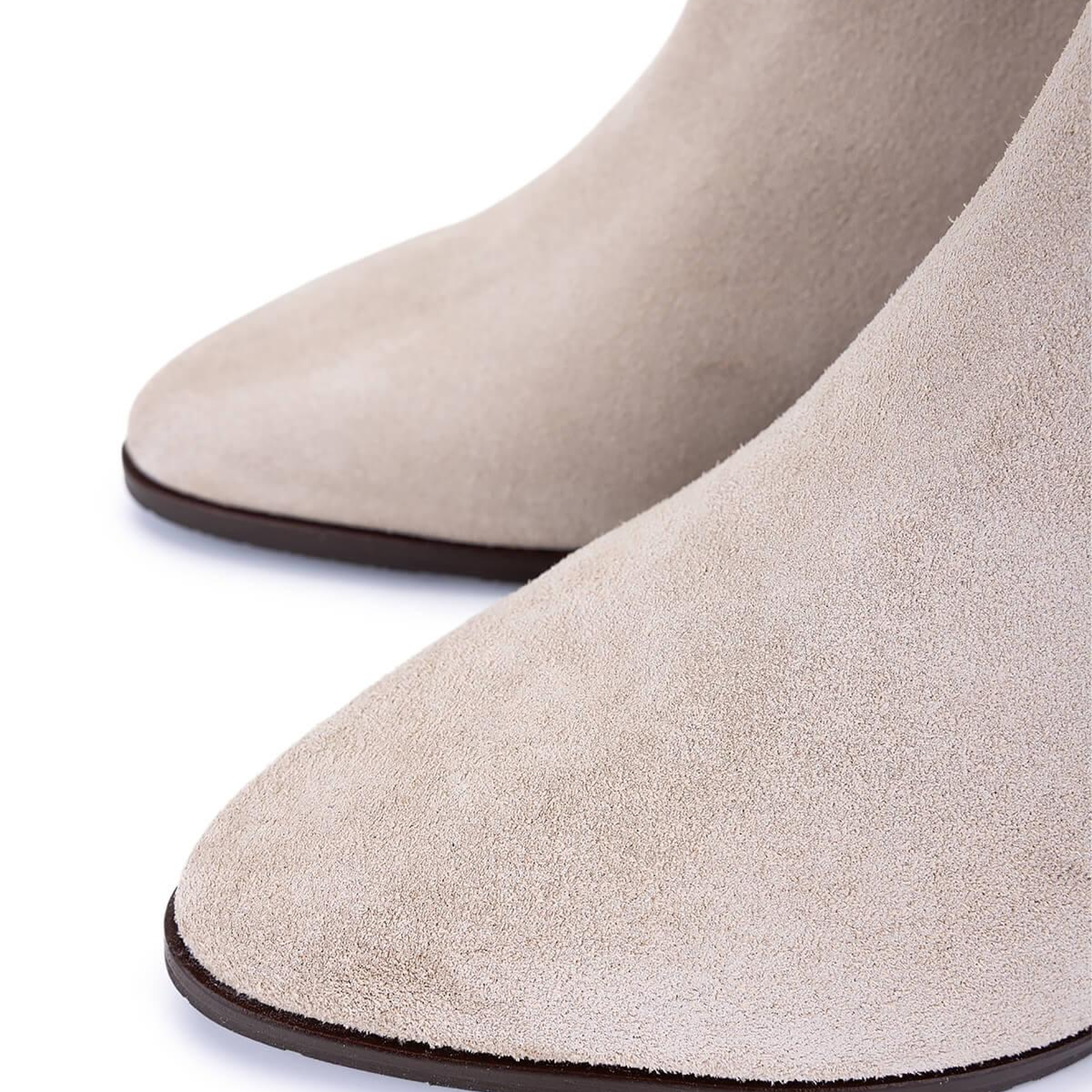 Tamer Tanca Kadın Hakiki Deri Bej Topuklu Çizme