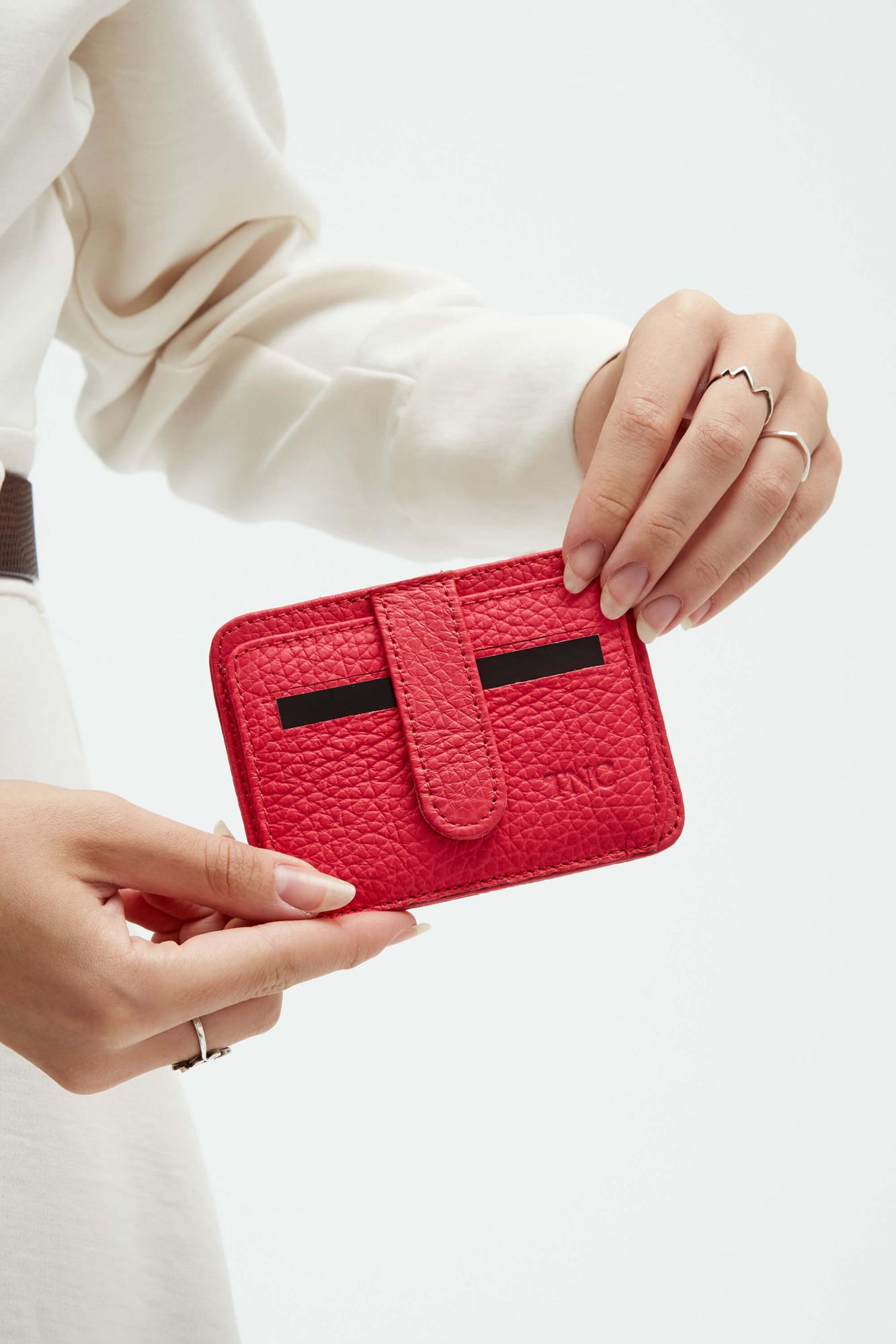 Tamer Tanca Unisex Hakiki Deri Fuşya Kartlık