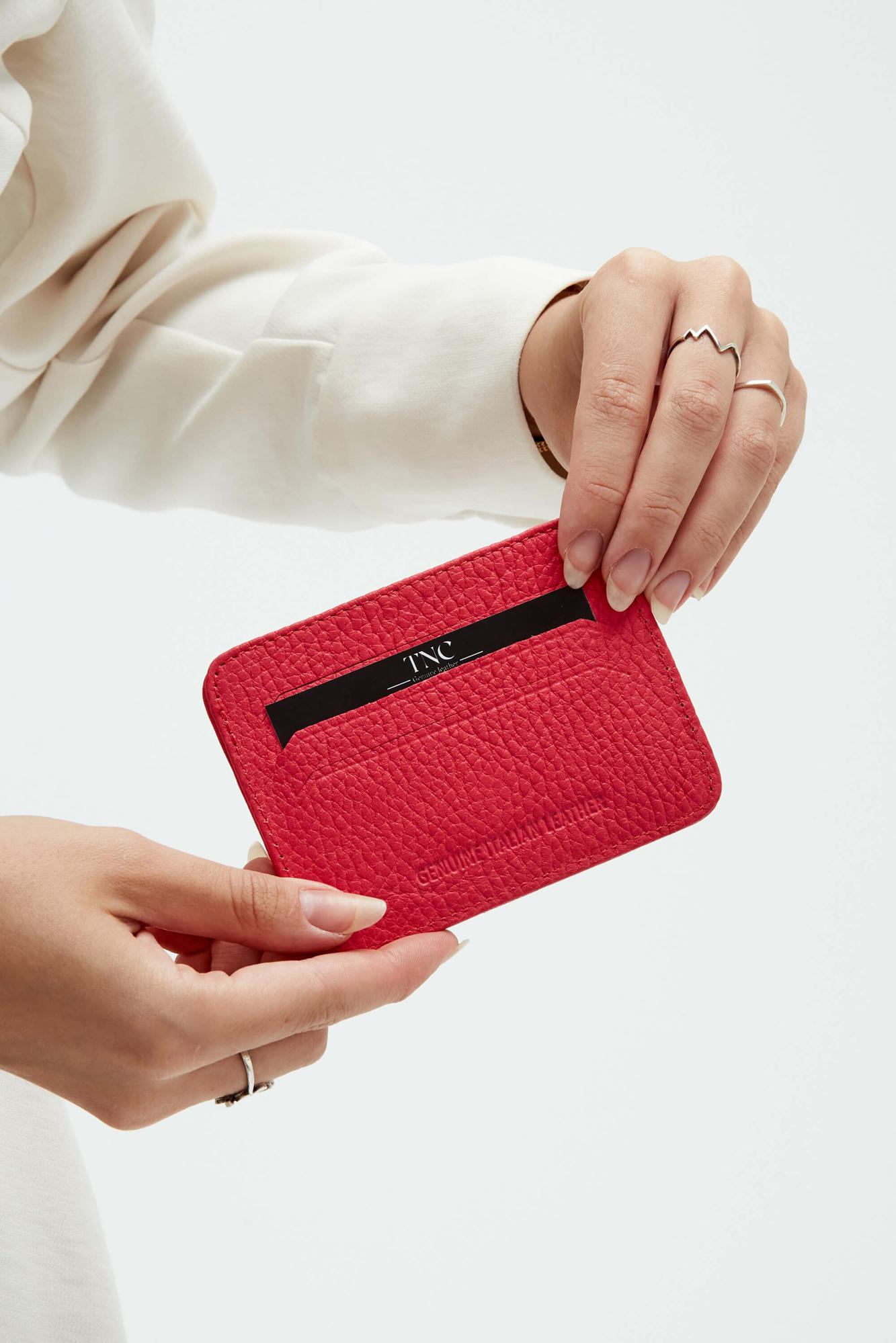 Tamer Tanca Unisex Hakiki Deri Fuşya Kartlık