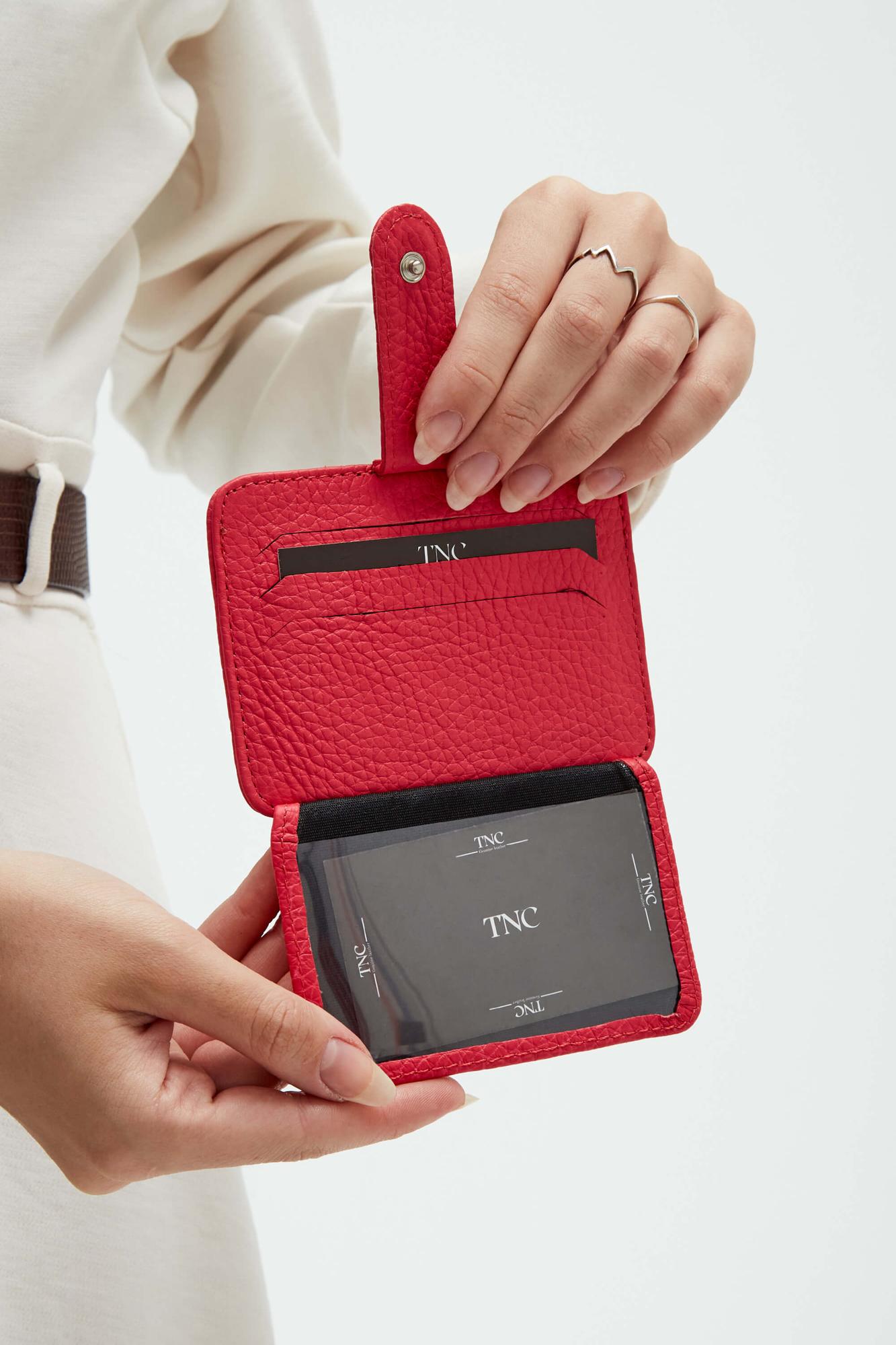 Tamer Tanca Unisex Hakiki Deri Fuşya Kartlık