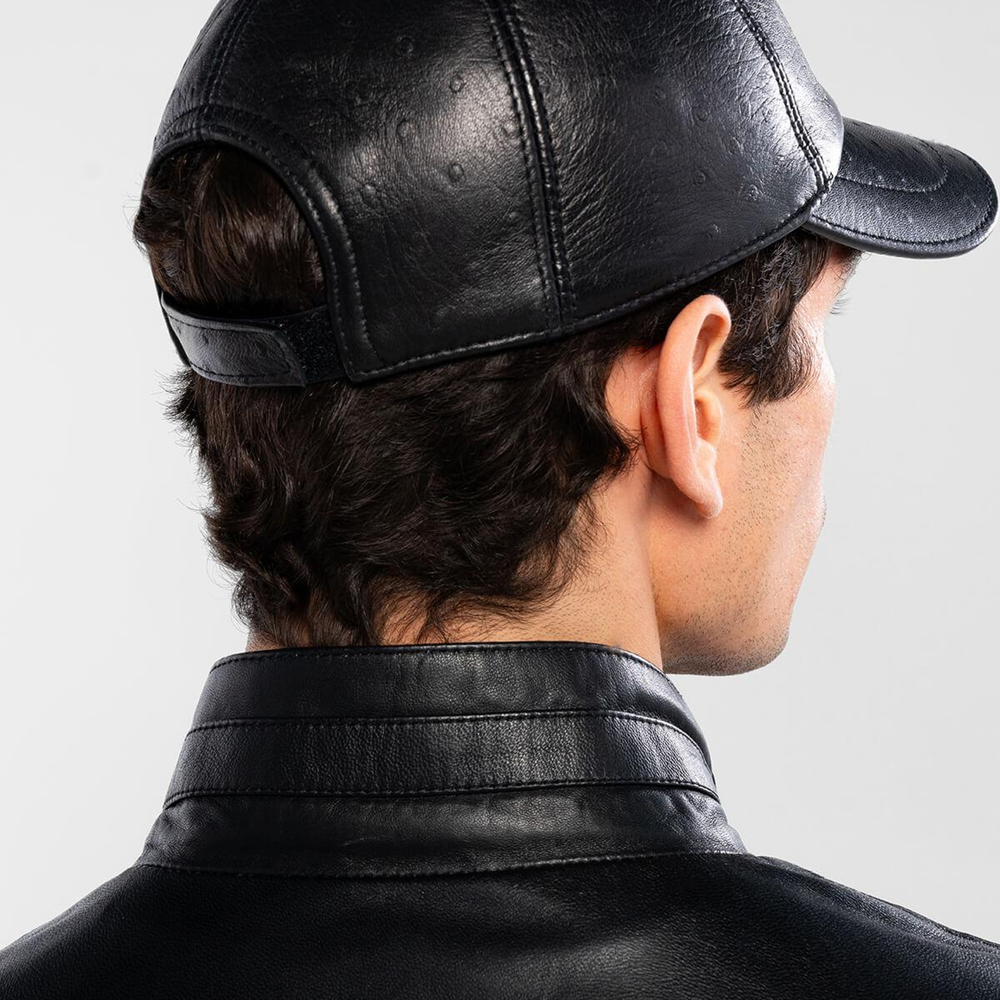 Tamer Tanca Erkek Hakiki Deri Siyah Devekuşu Şapka