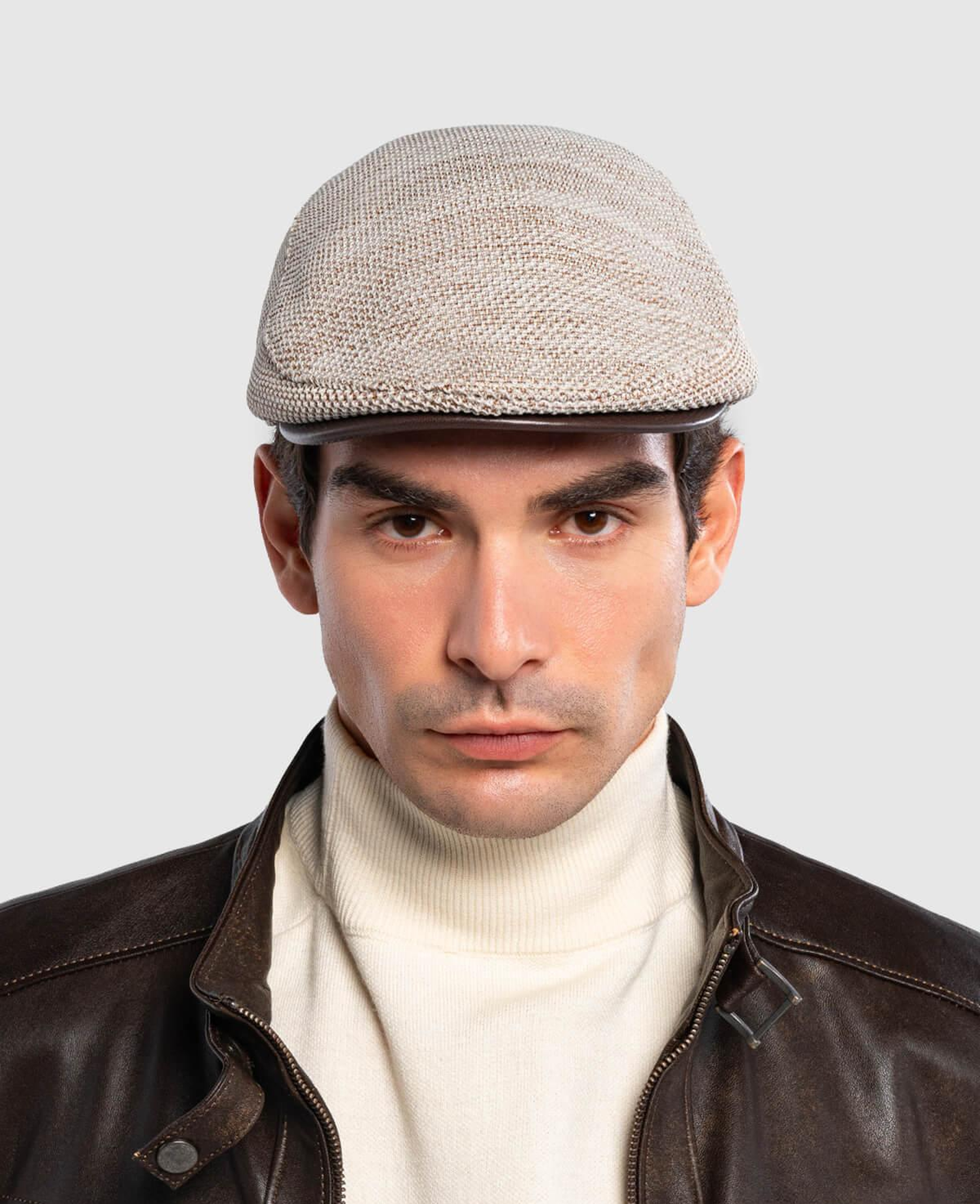 Tamer Tanca Erkek Deri & Tekstil Kahverengi Kasket Şapka