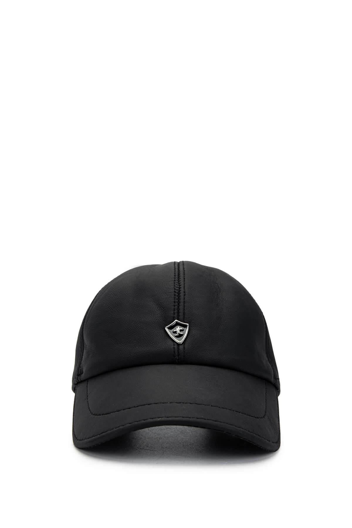 Tamer Tanca Erkek Hakiki Deri Siyah Şapka