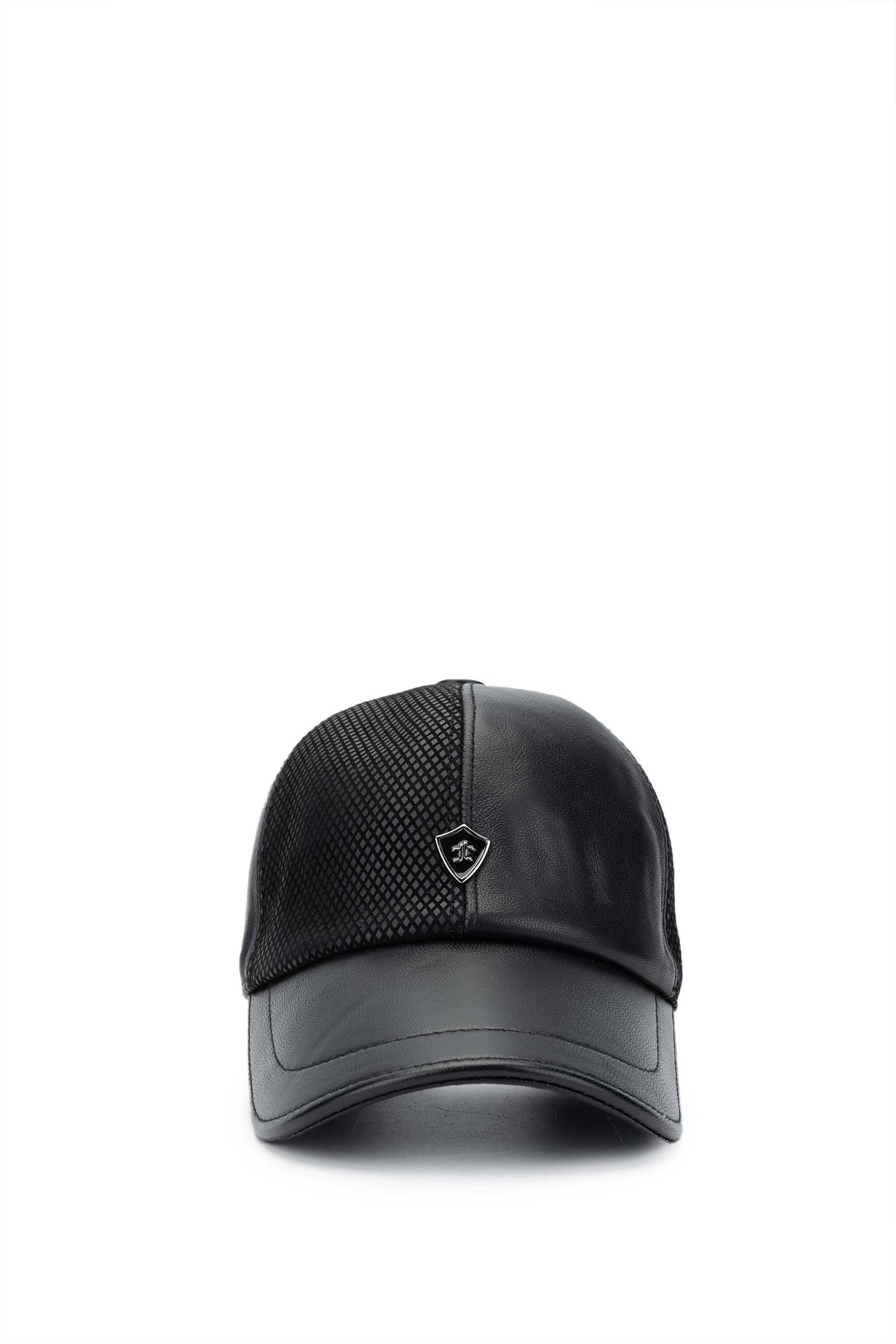 Tamer Tanca Erkek Hakiki Deri Siyah Beyzbol Şapka