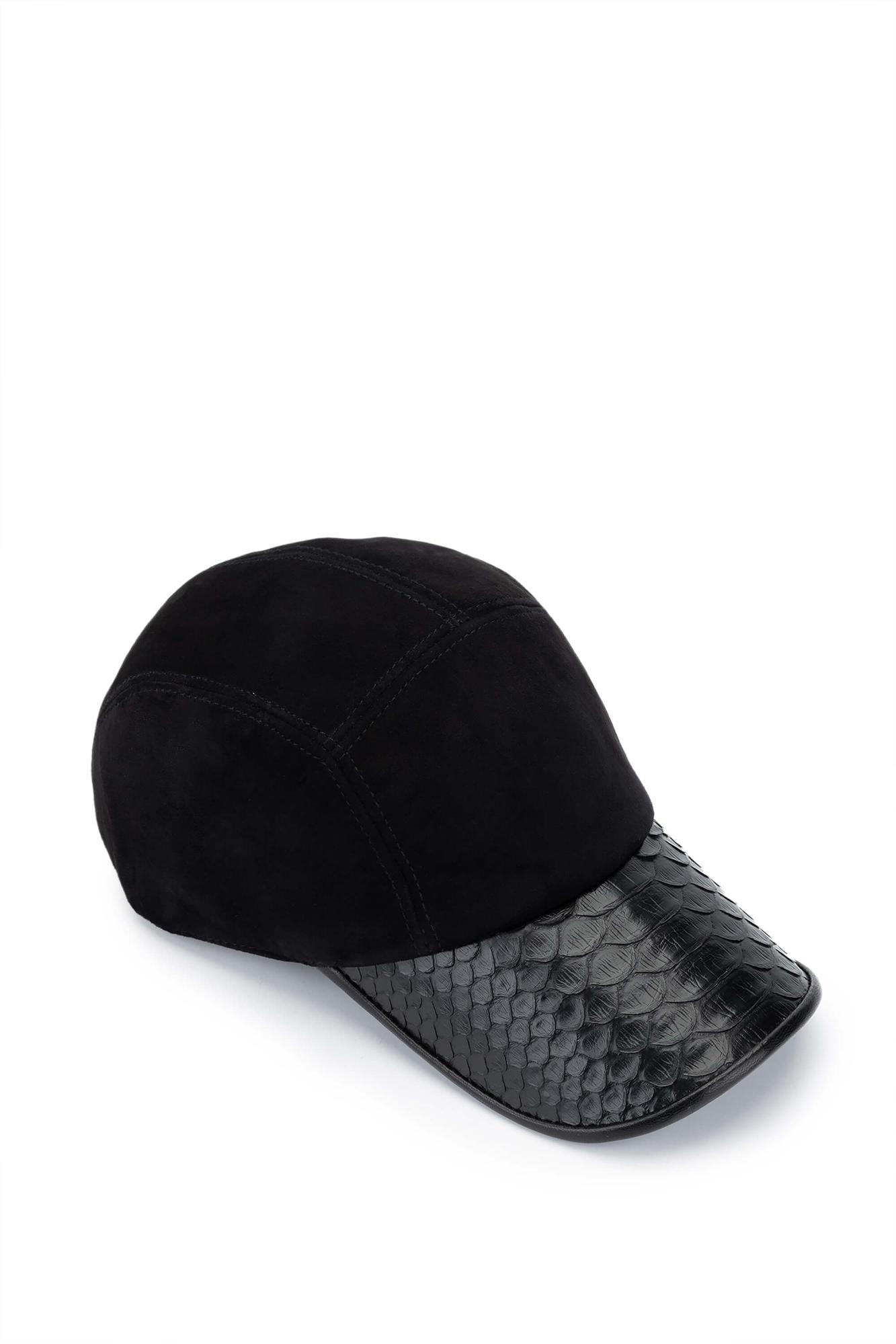 Tamer Tanca Erkek Hakiki Deri Siyah Süet Beyzbol Şapka