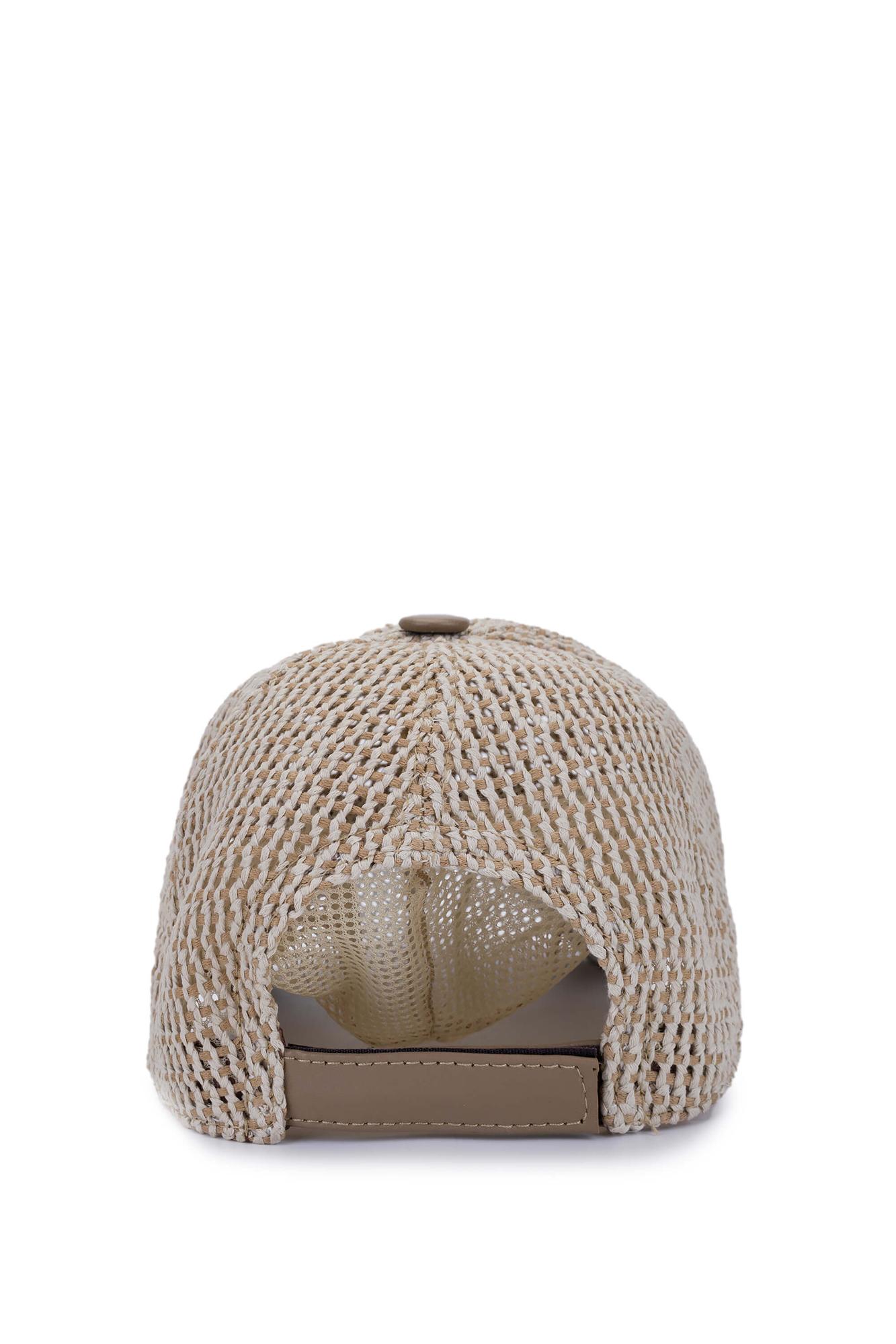 Tamer Tanca Erkek Deri & Tekstil Bej Hasır Beyzbol Şapka