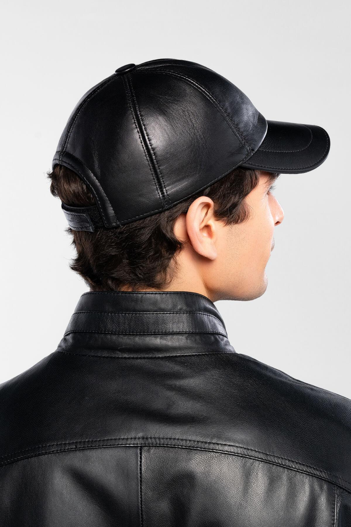 Tamer Tanca Erkek Hakiki Deri Siyah Şapka