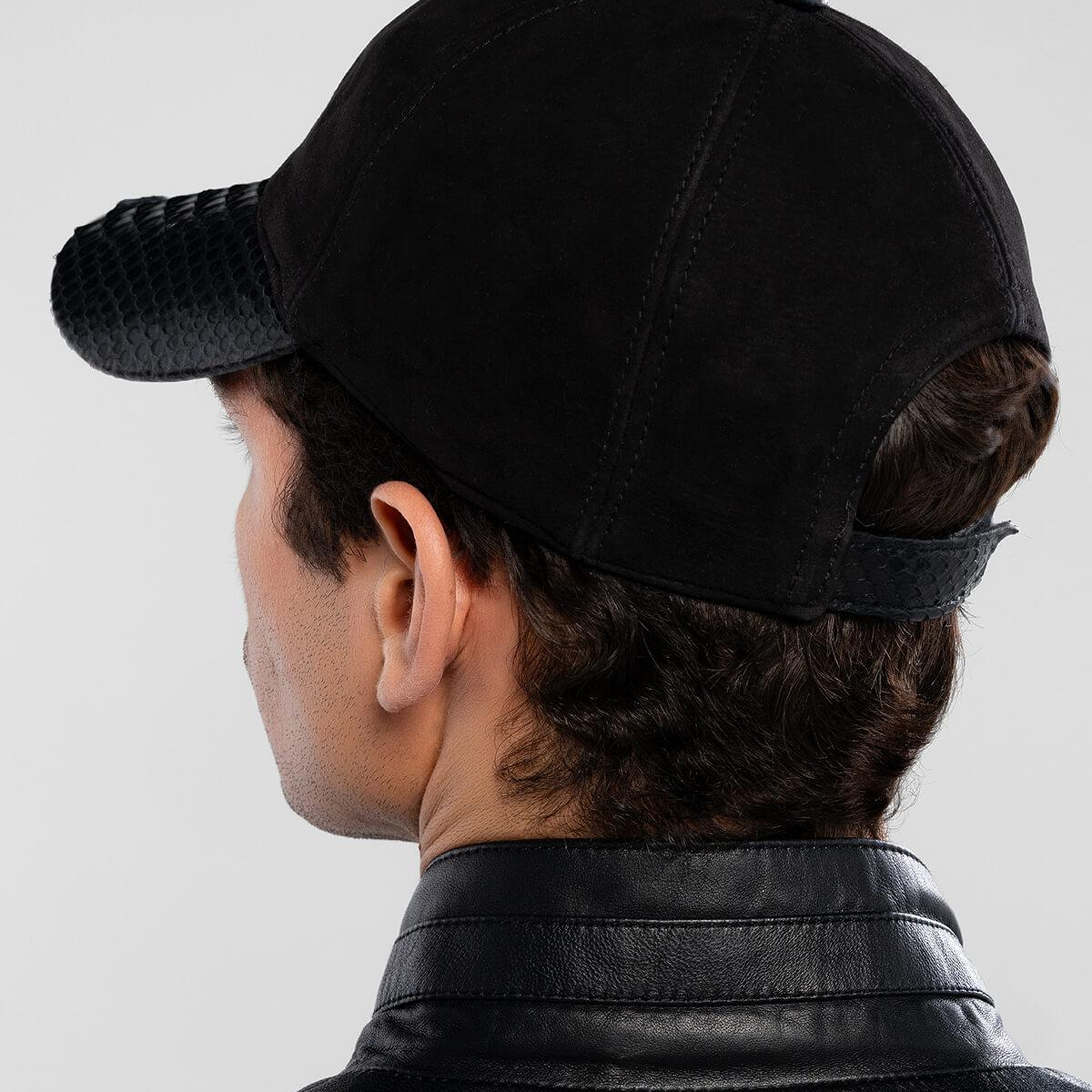 Tamer Tanca Erkek Hakiki Deri Siyah Süet Yılan Şapka