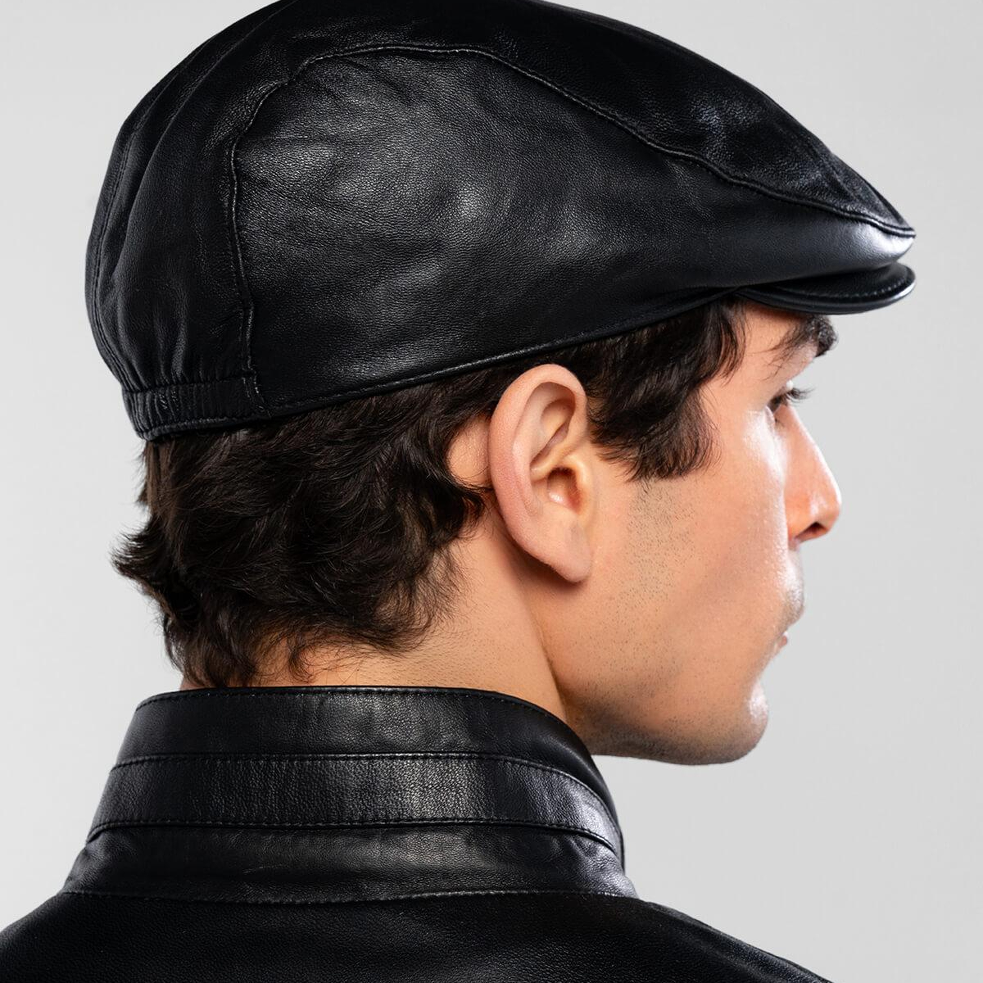 Tamer Tanca Erkek Hakiki Deri Siyah Kasket Şapka