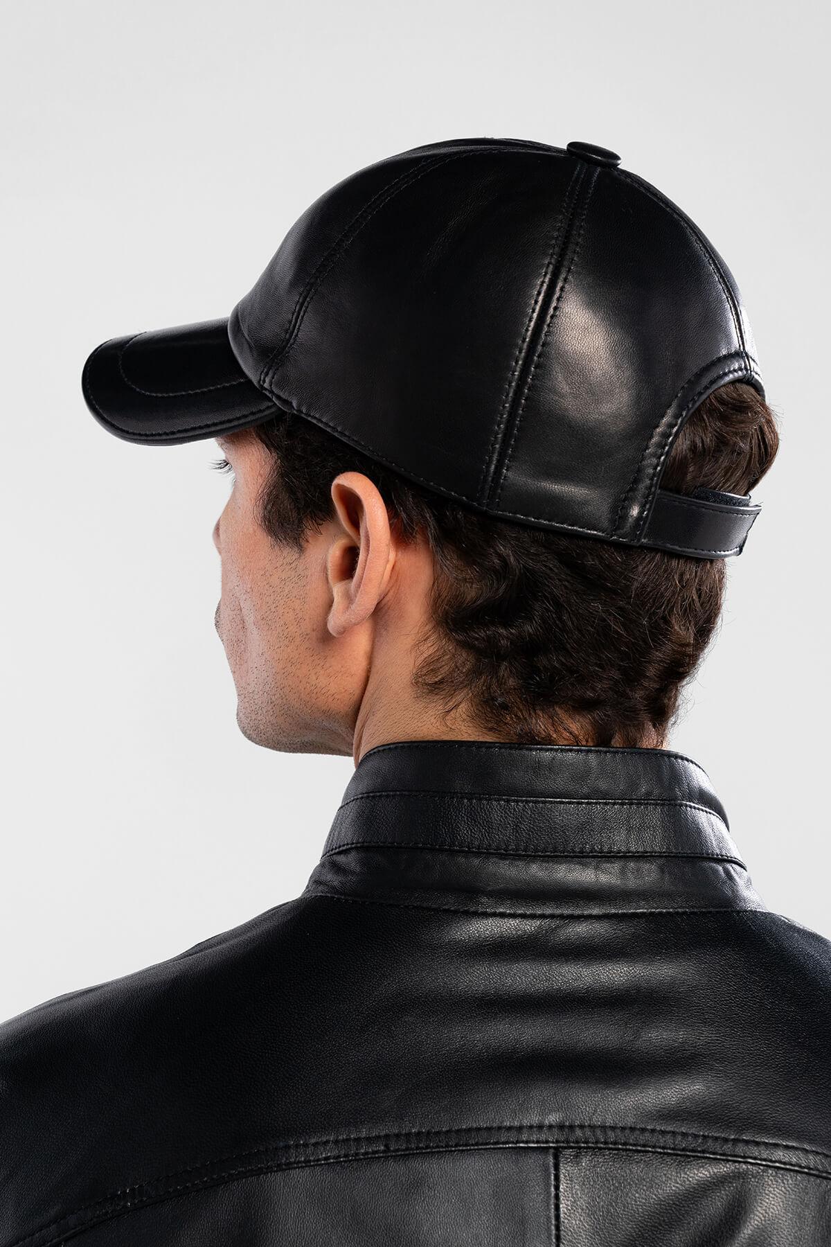 Tamer Tanca Erkek Hakiki Deri Siyah Şapka