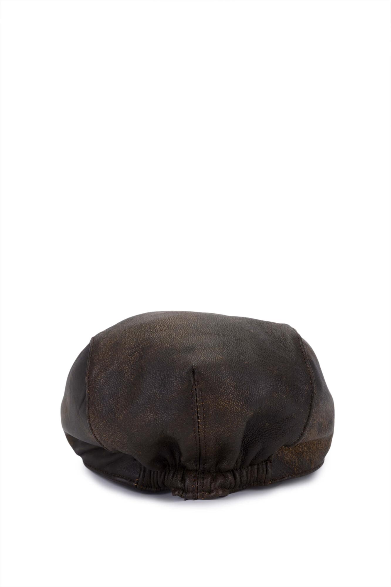 Tamer Tanca Erkek Hakiki Deri Viski Eskitme London Şapka