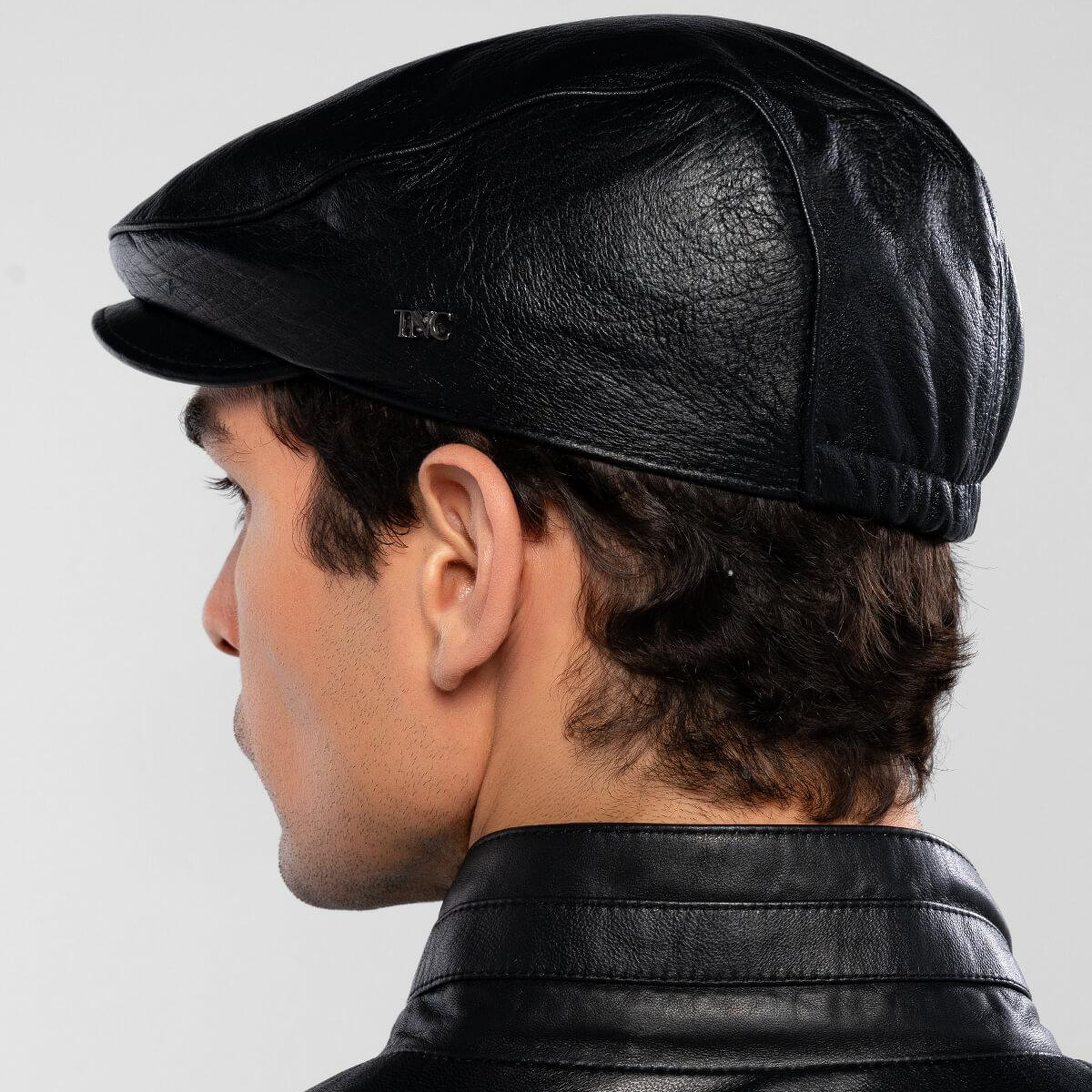 Tamer Tanca Erkek Hakiki Deri Siyah Kasket Şapka