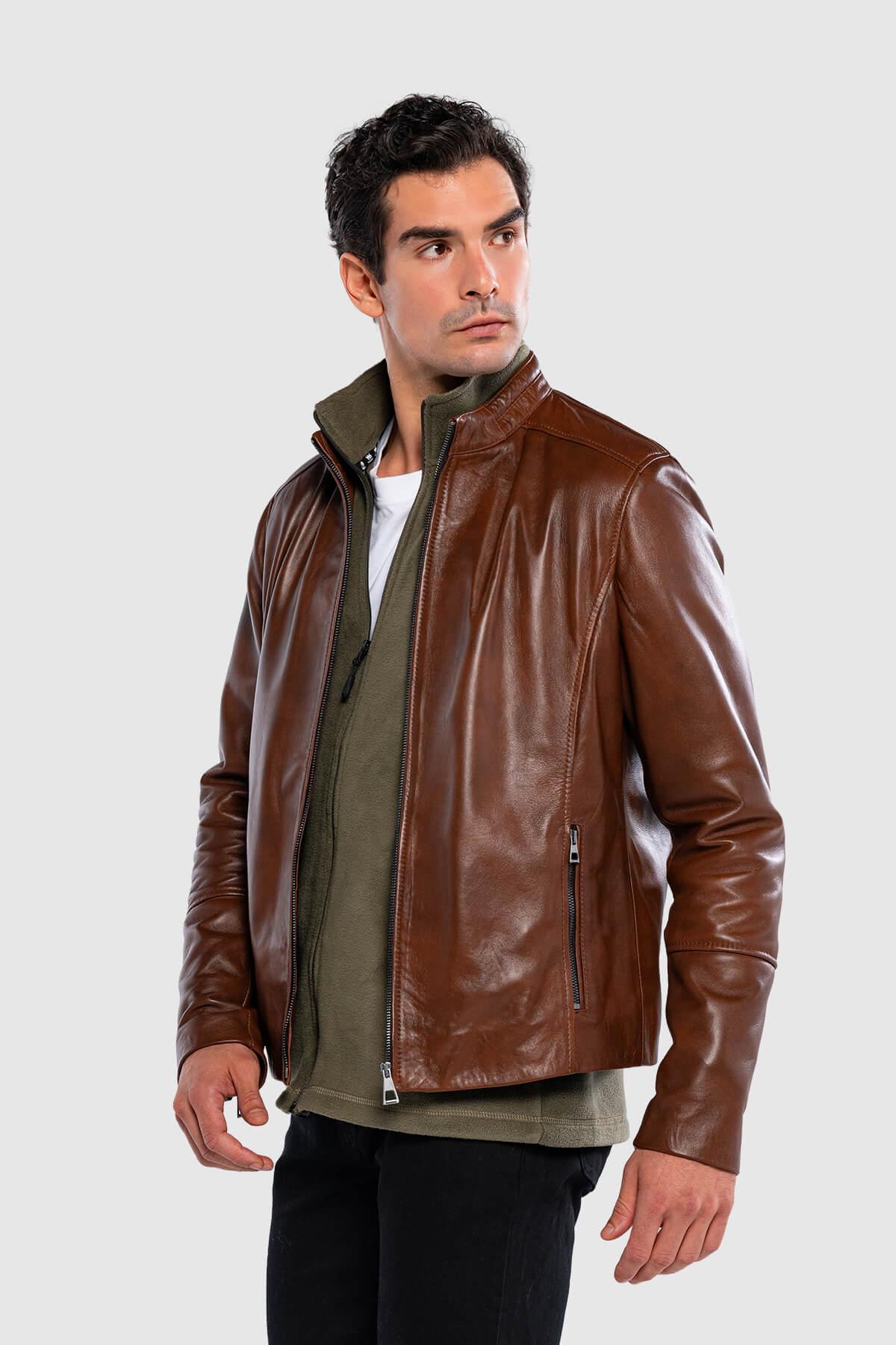 Tamer Tanca Erkek Hakiki Deri Fındık Deri Mont