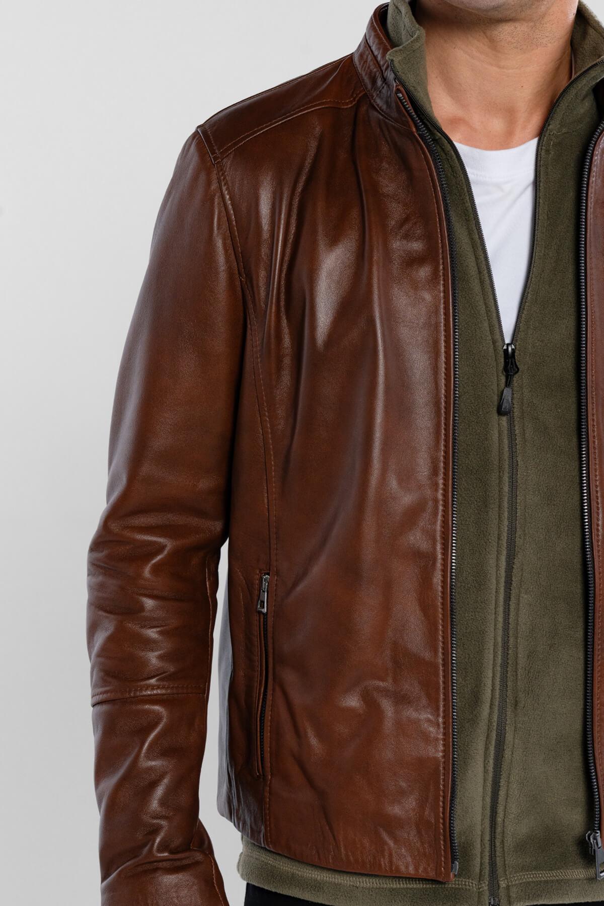 Tamer Tanca Erkek Hakiki Deri Fındık Deri Mont