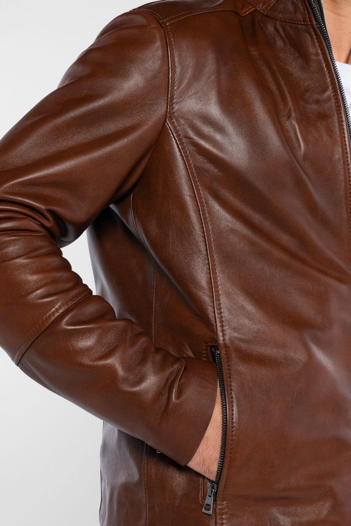 Tamer Tanca Erkek Hakiki Deri Fındık Deri Mont