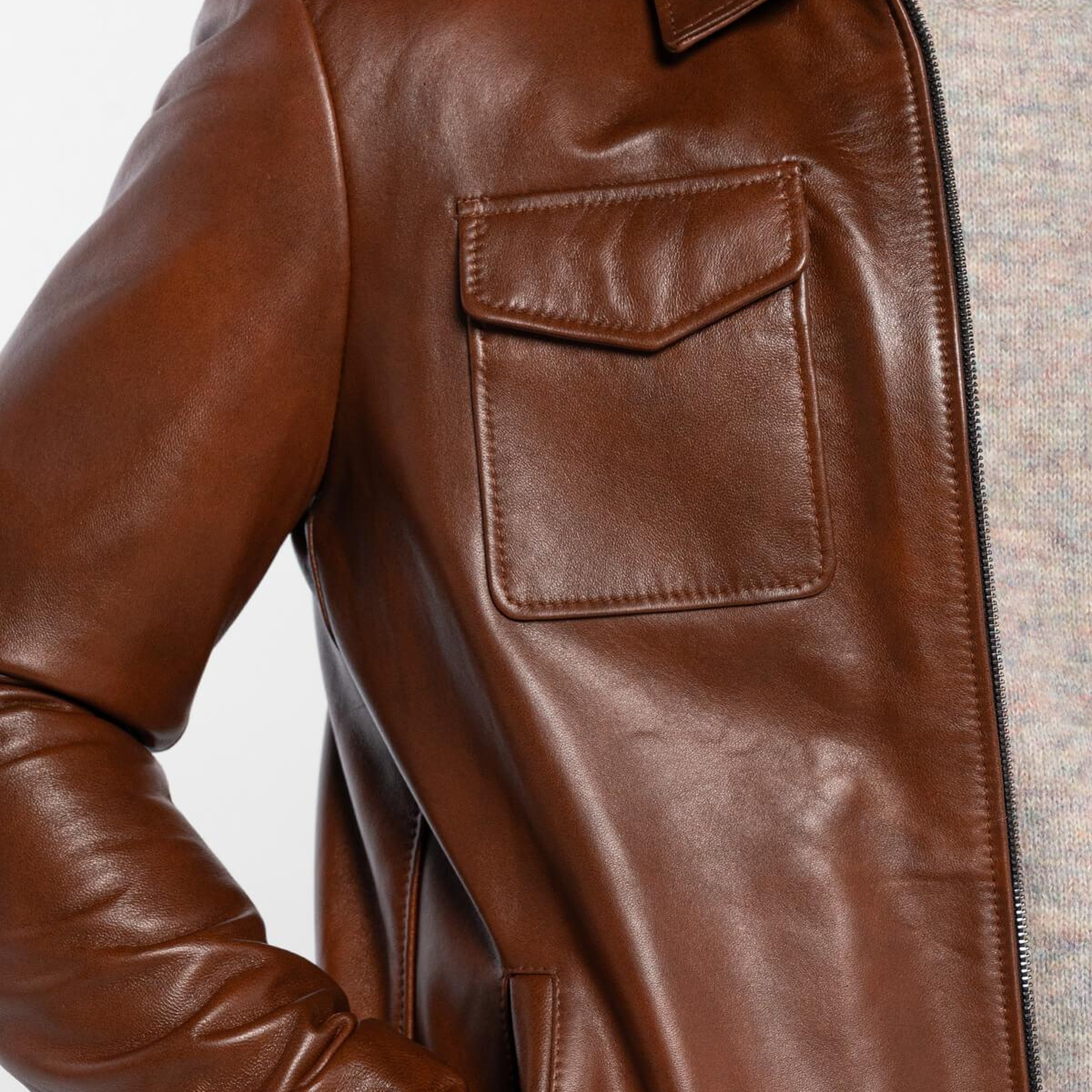 Tamer Tanca Erkek Hakiki Deri Fındık Deri Mont