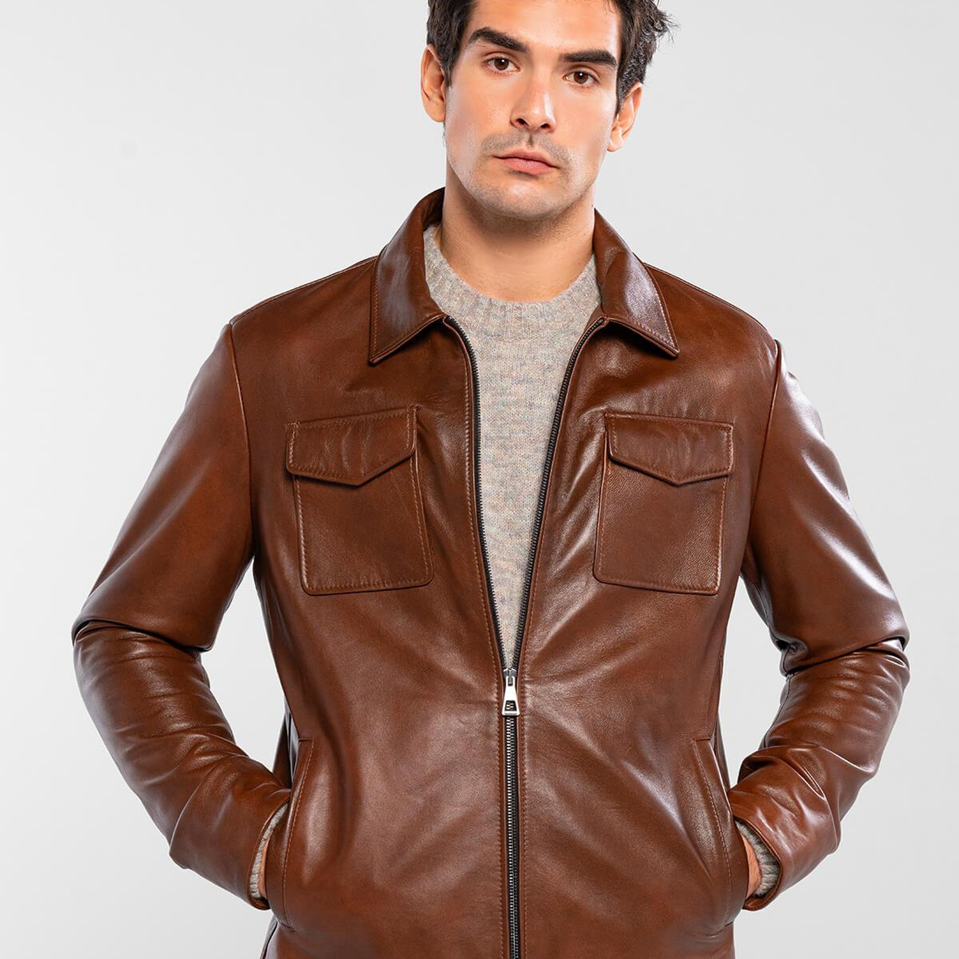 Tamer Tanca Erkek Hakiki Deri Fındık Deri Mont