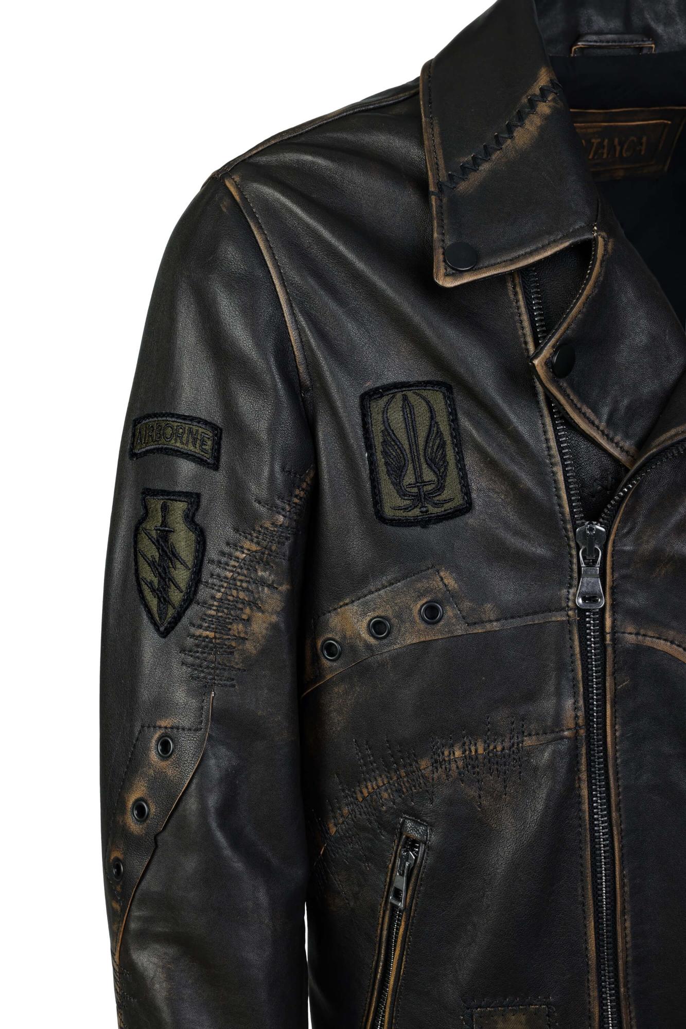 Tamer Tanca Erkek Hakiki Deri Siyah Eskitme Deri Mont