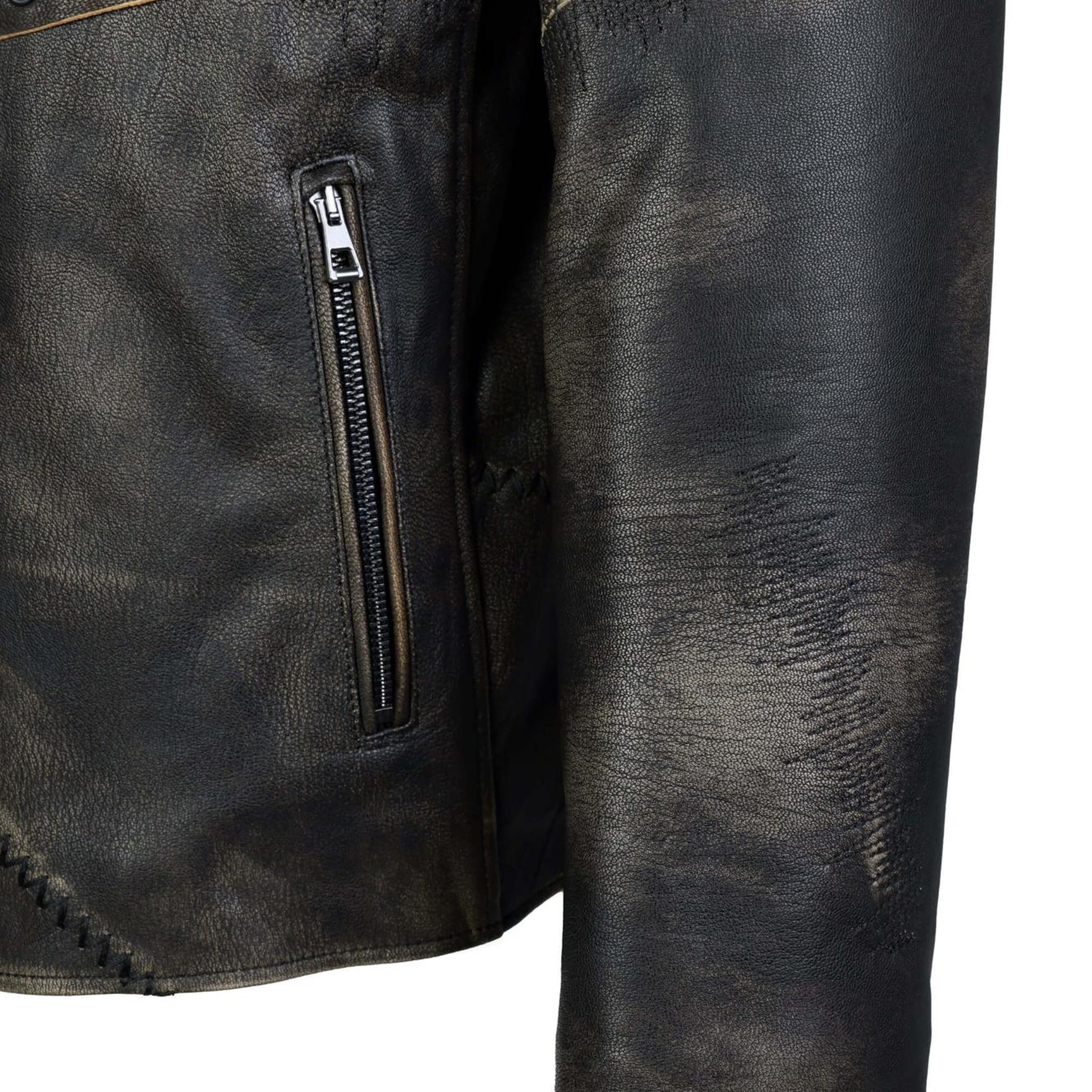 Tamer Tanca Erkek Hakiki Deri Siyah Eskitme Deri Mont