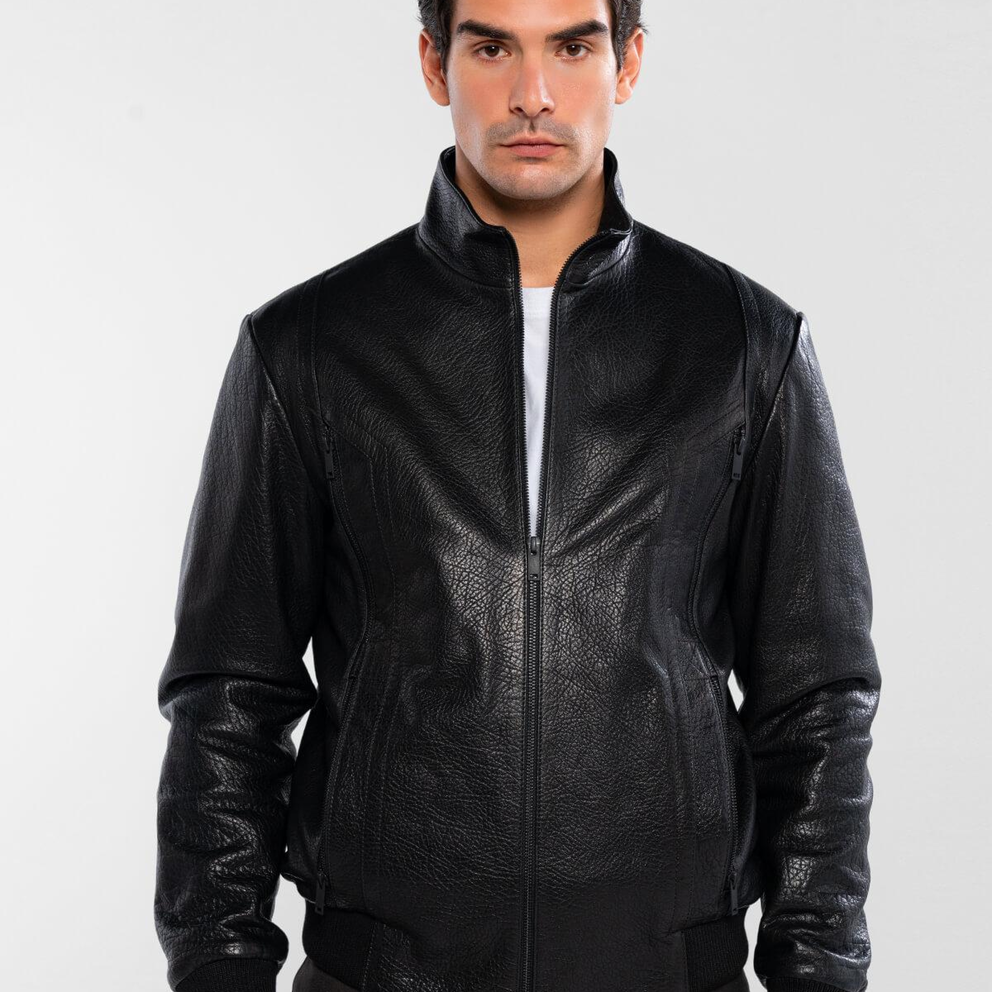 Tamer Tanca Erkek Hakiki Deri Siyah Jumbo Deri Mont