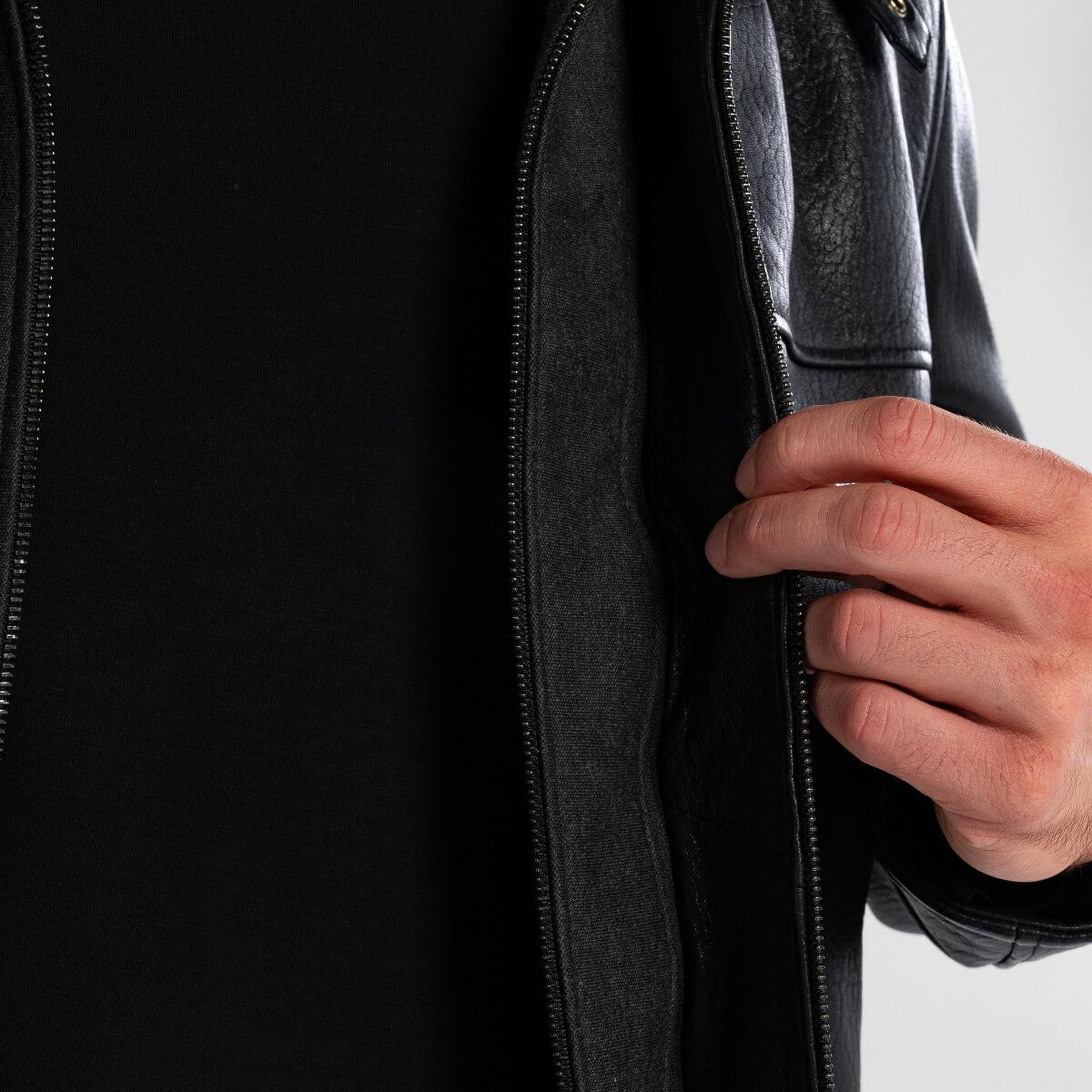 Tamer Tanca Erkek Deri & Tekstil Siyah Jumbo Deri Mont