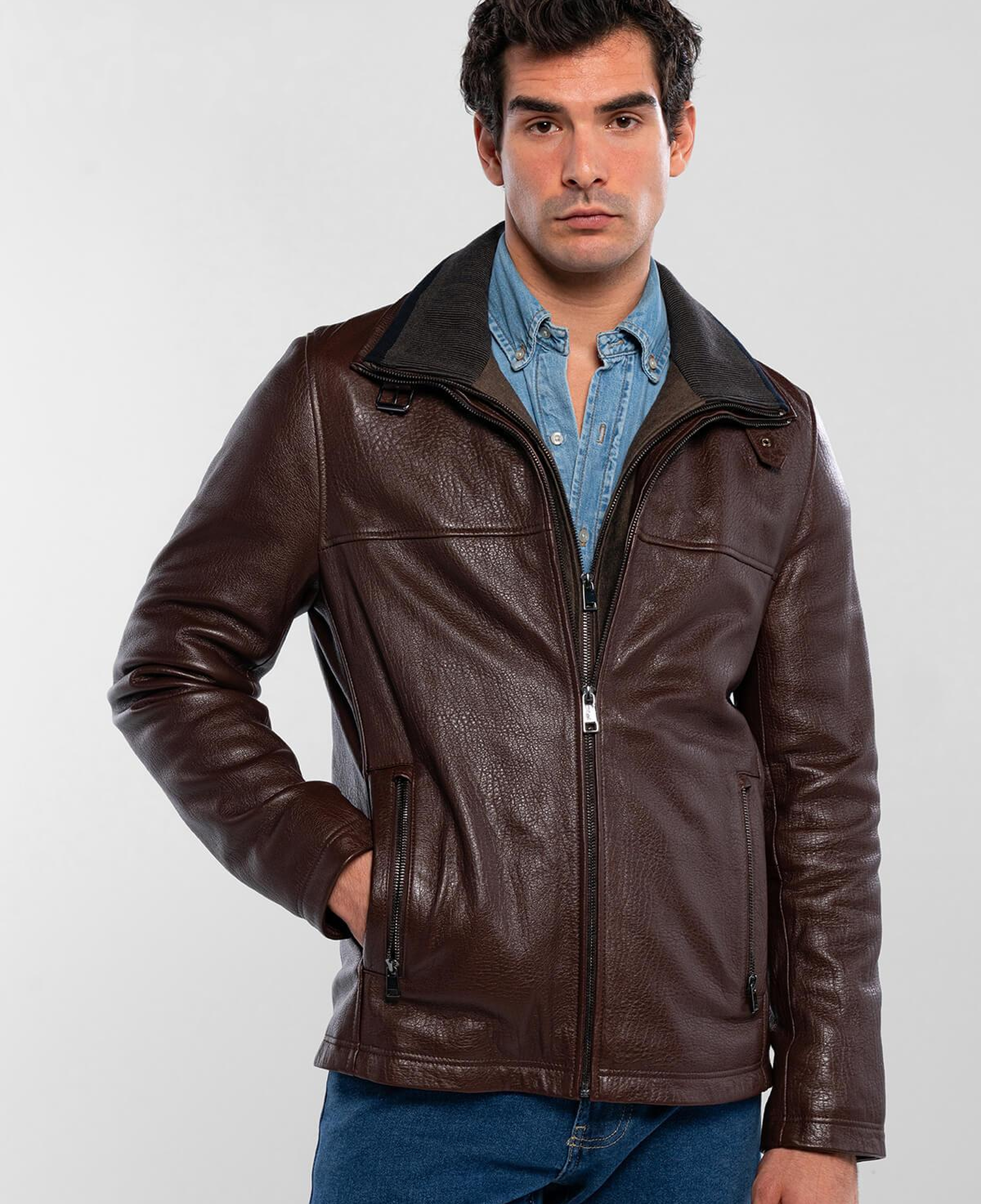 Tamer Tanca Erkek Deri & Tekstil Fındık Deri Mont