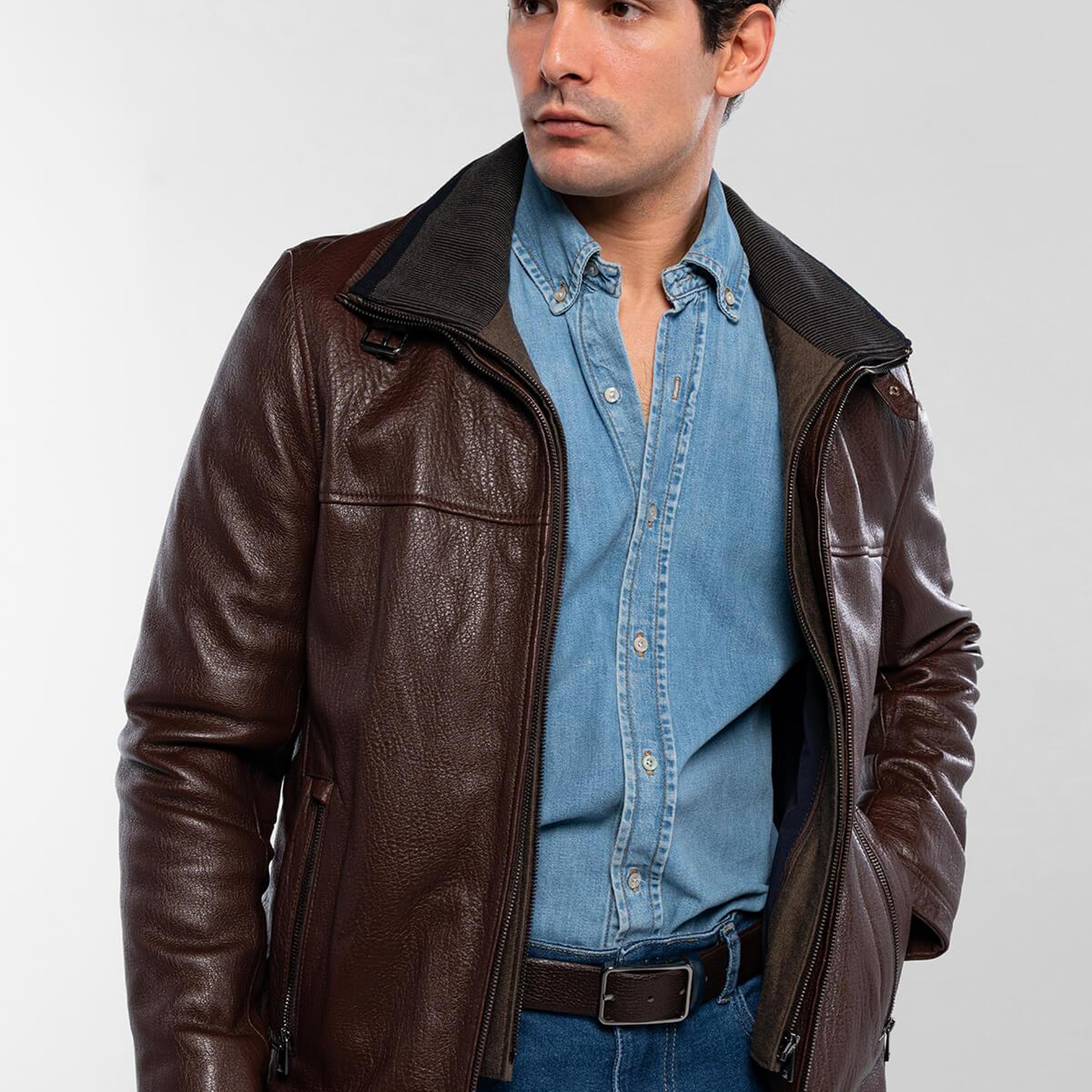 Tamer Tanca Erkek Deri & Tekstil Fındık Deri Mont