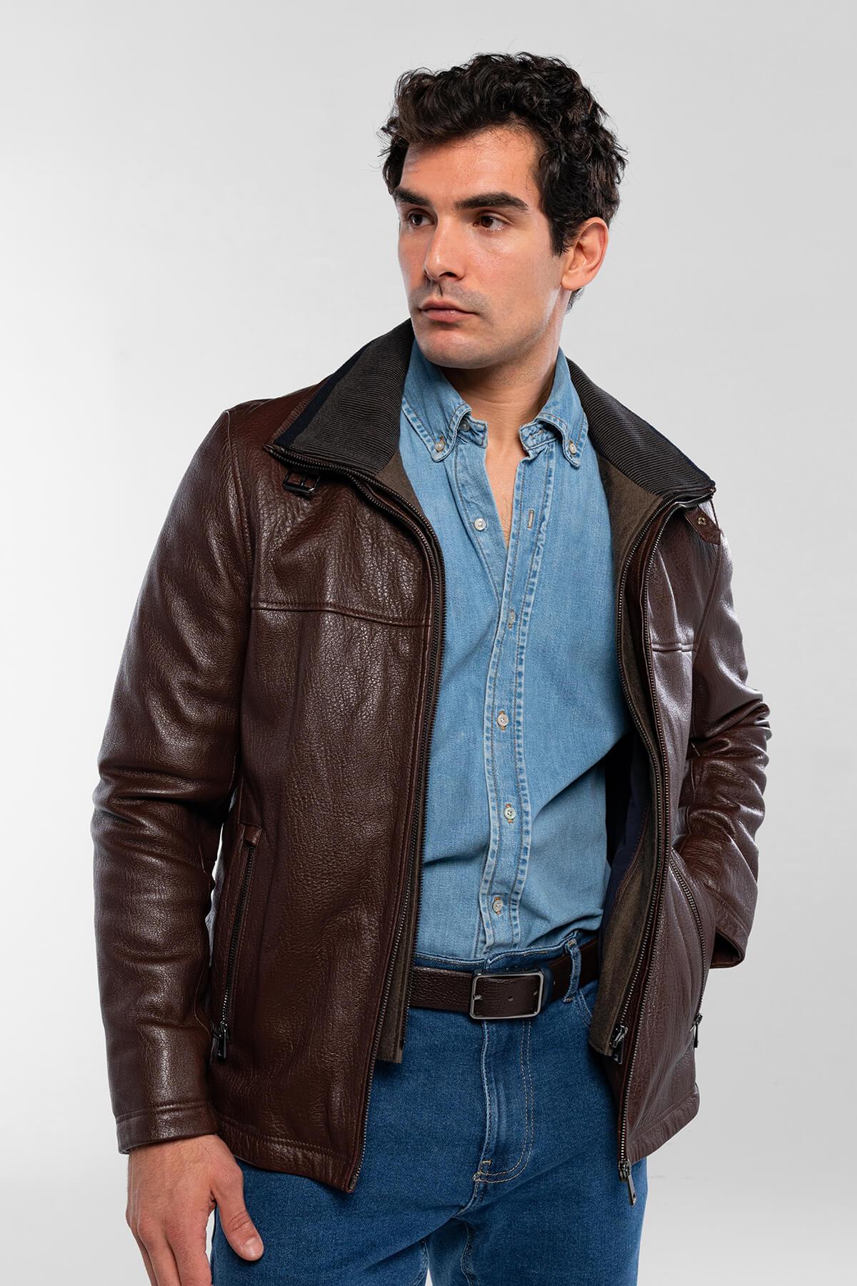 Tamer Tanca Erkek Deri & Tekstil Fındık Deri Mont