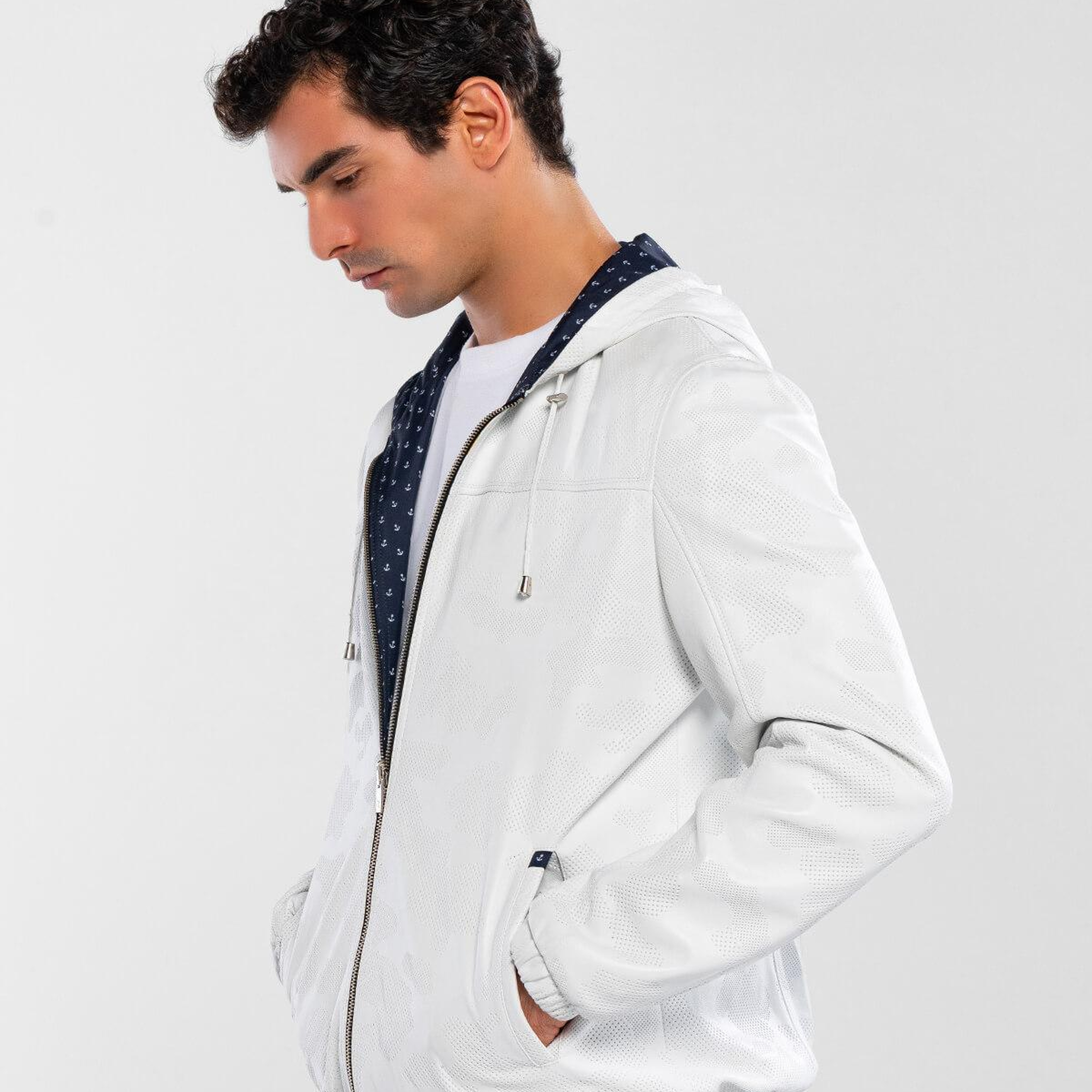 Tamer Tanca Erkek Hakiki Deri Beyaz Deri Mont