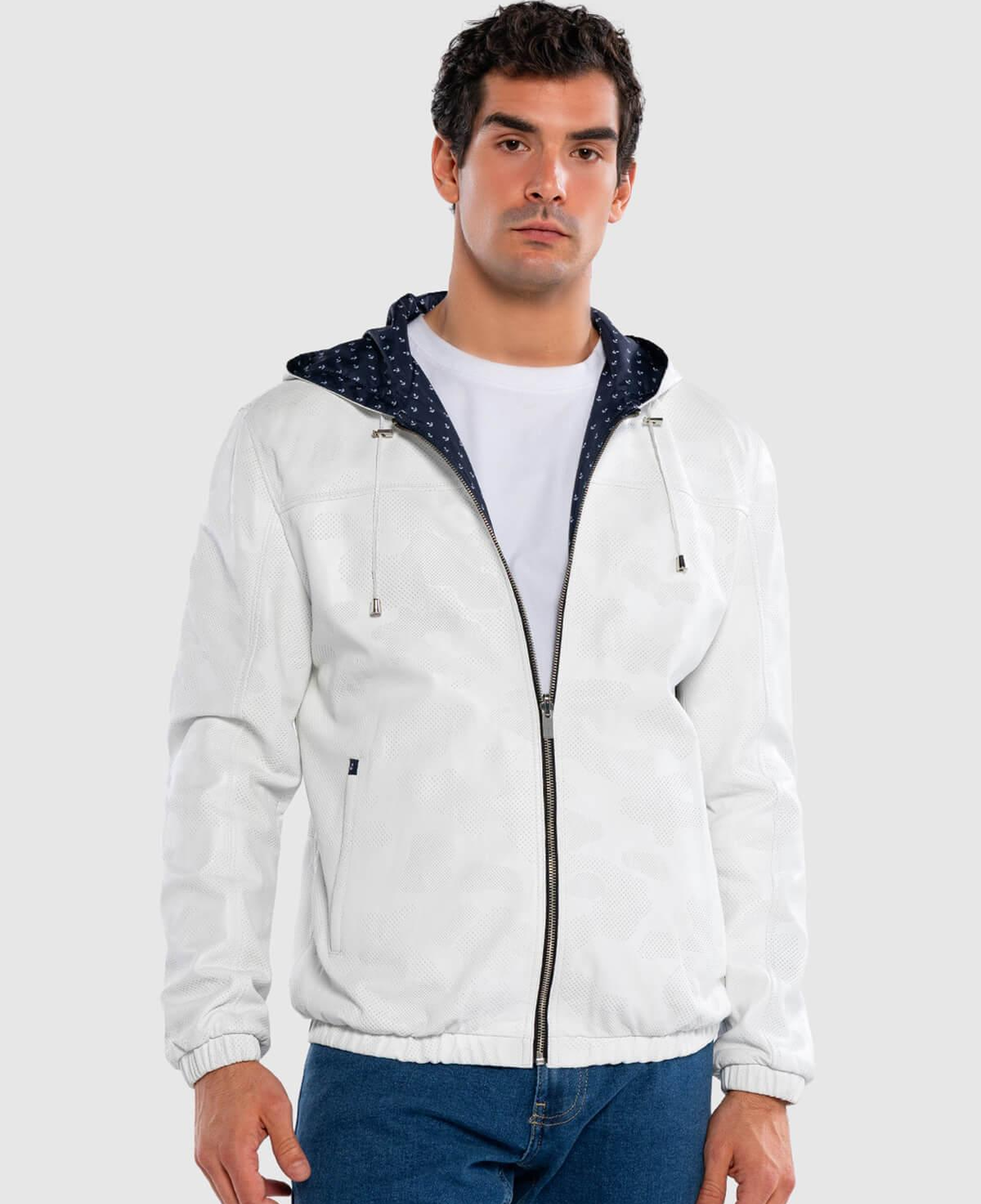 Tamer Tanca Erkek Hakiki Deri Beyaz Deri Mont