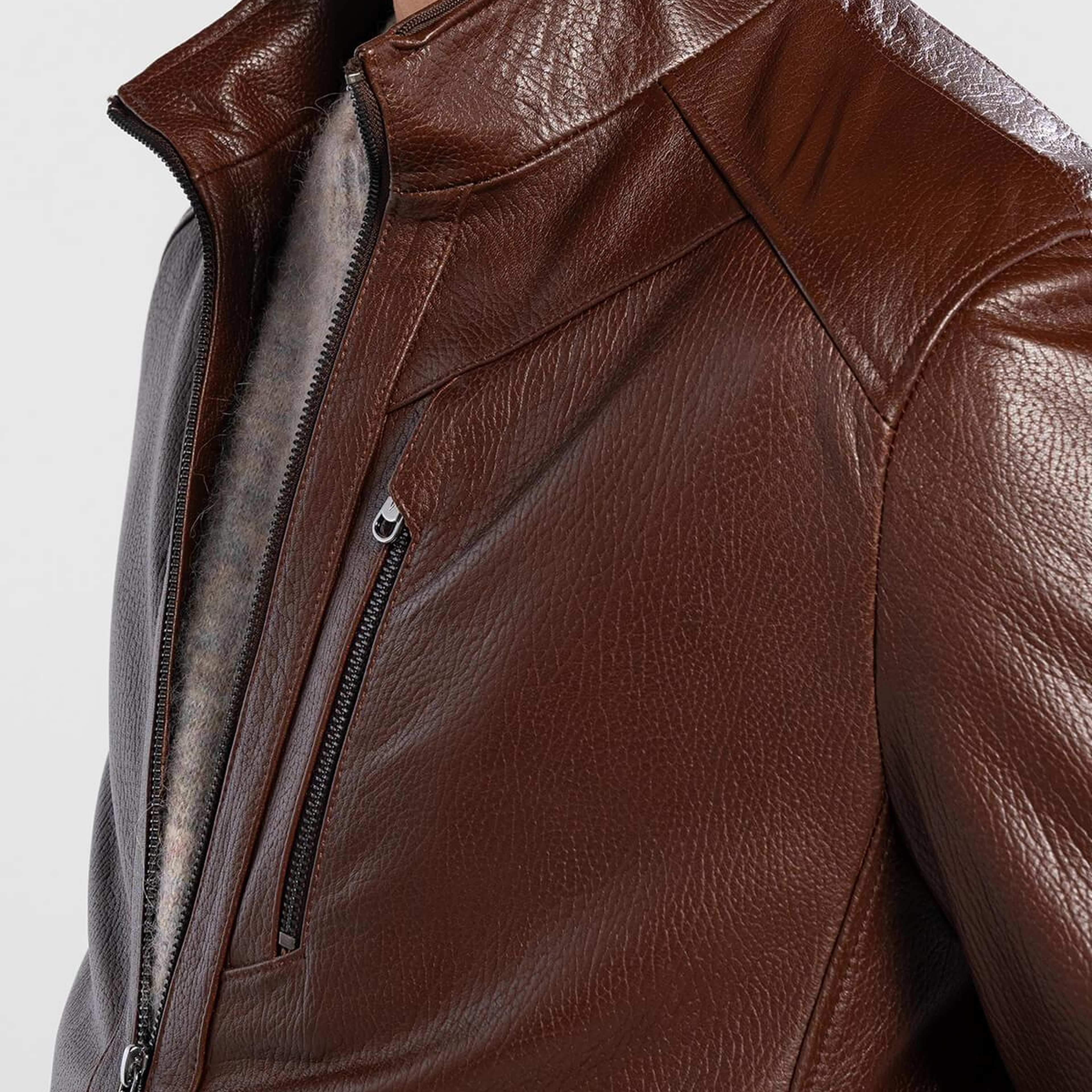 Tamer Tanca Erkek Hakiki Deri Konyak Deri Mont