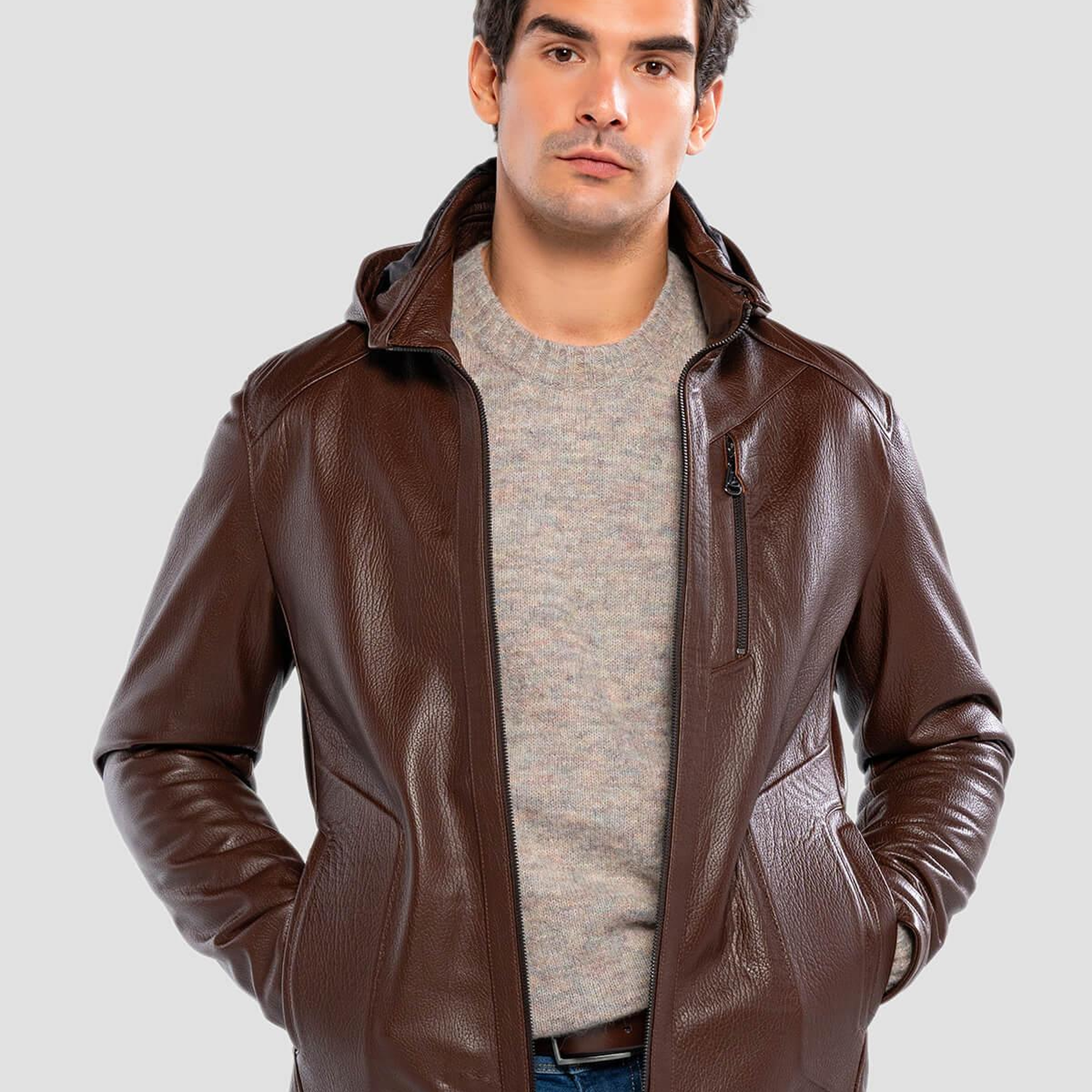 Tamer Tanca Erkek Hakiki Deri Konyak Deri Mont