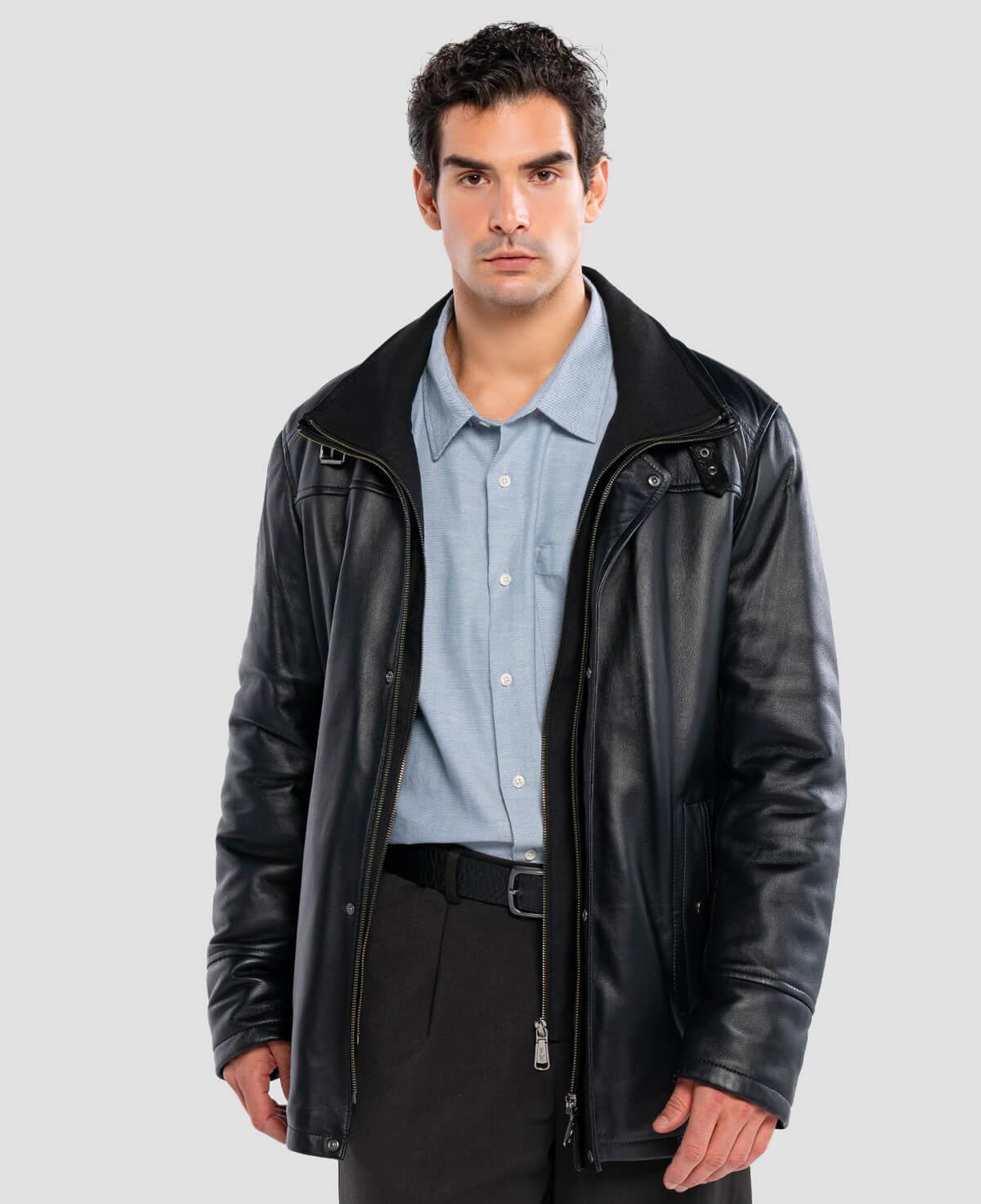 Tamer Tanca Erkek Hakiki Deri Siyah Deri Mont