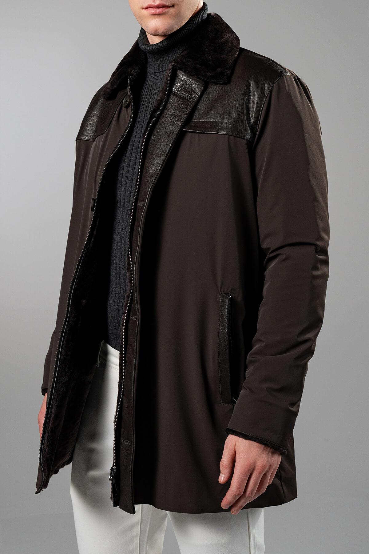 Tamer Tanca Erkek Tekstil & Deri Kahverengi Mont