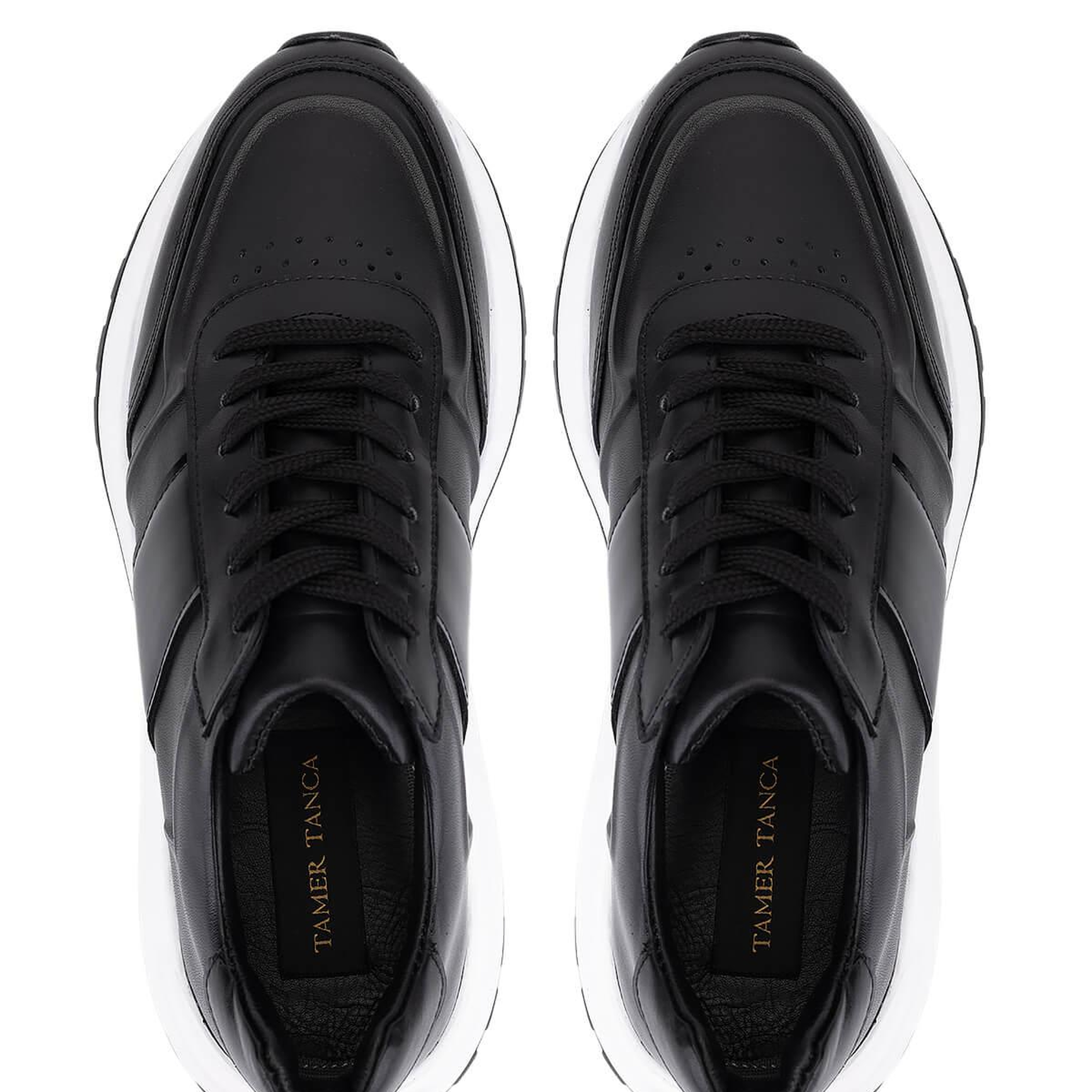 Tamer Tanca Erkek Hakiki Deri Siyah Sneakers & Spor Ayakkabı