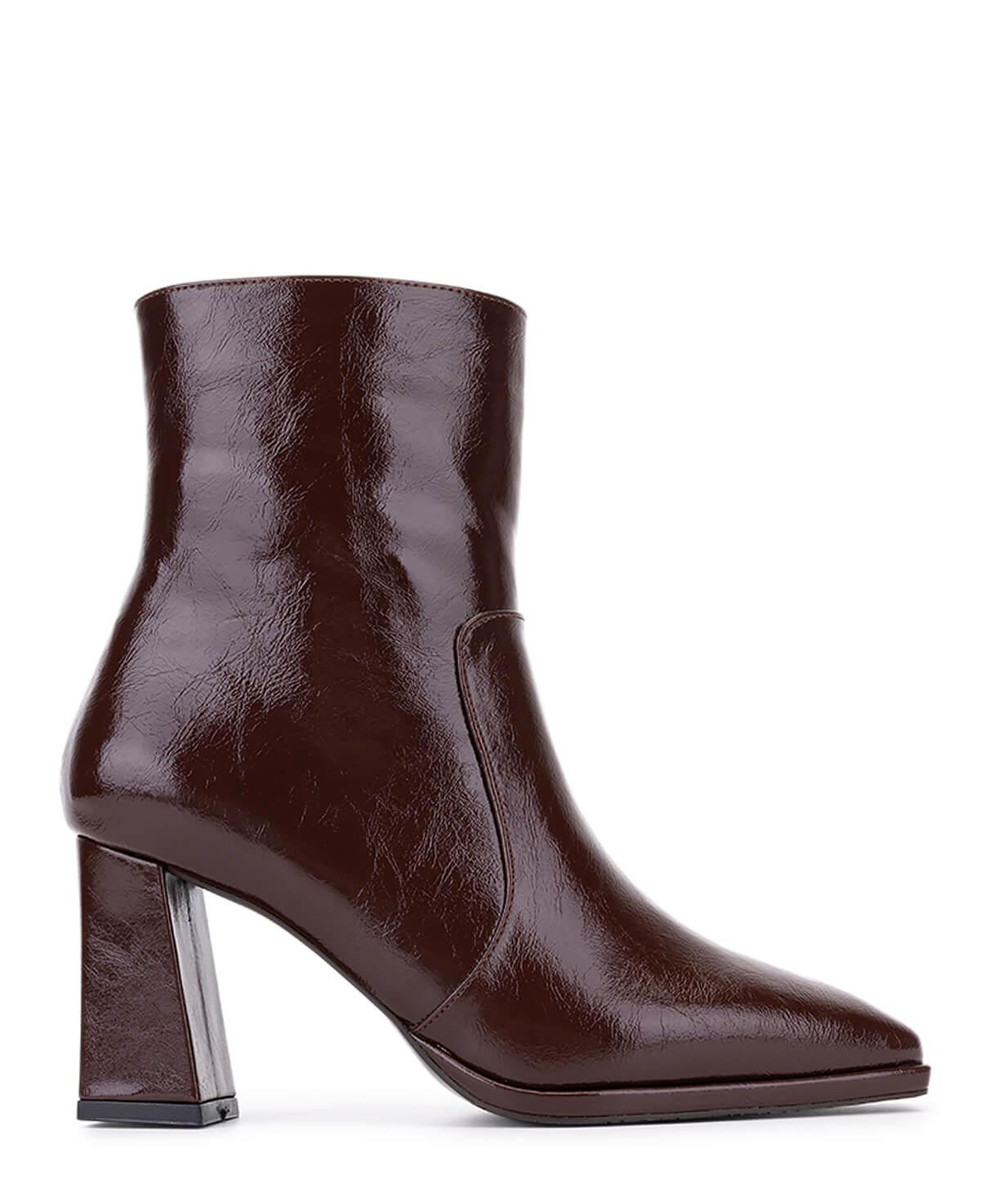 Tamer Tanca Kadın Suni Deri Kahverengi Rugan Topuklu Bot